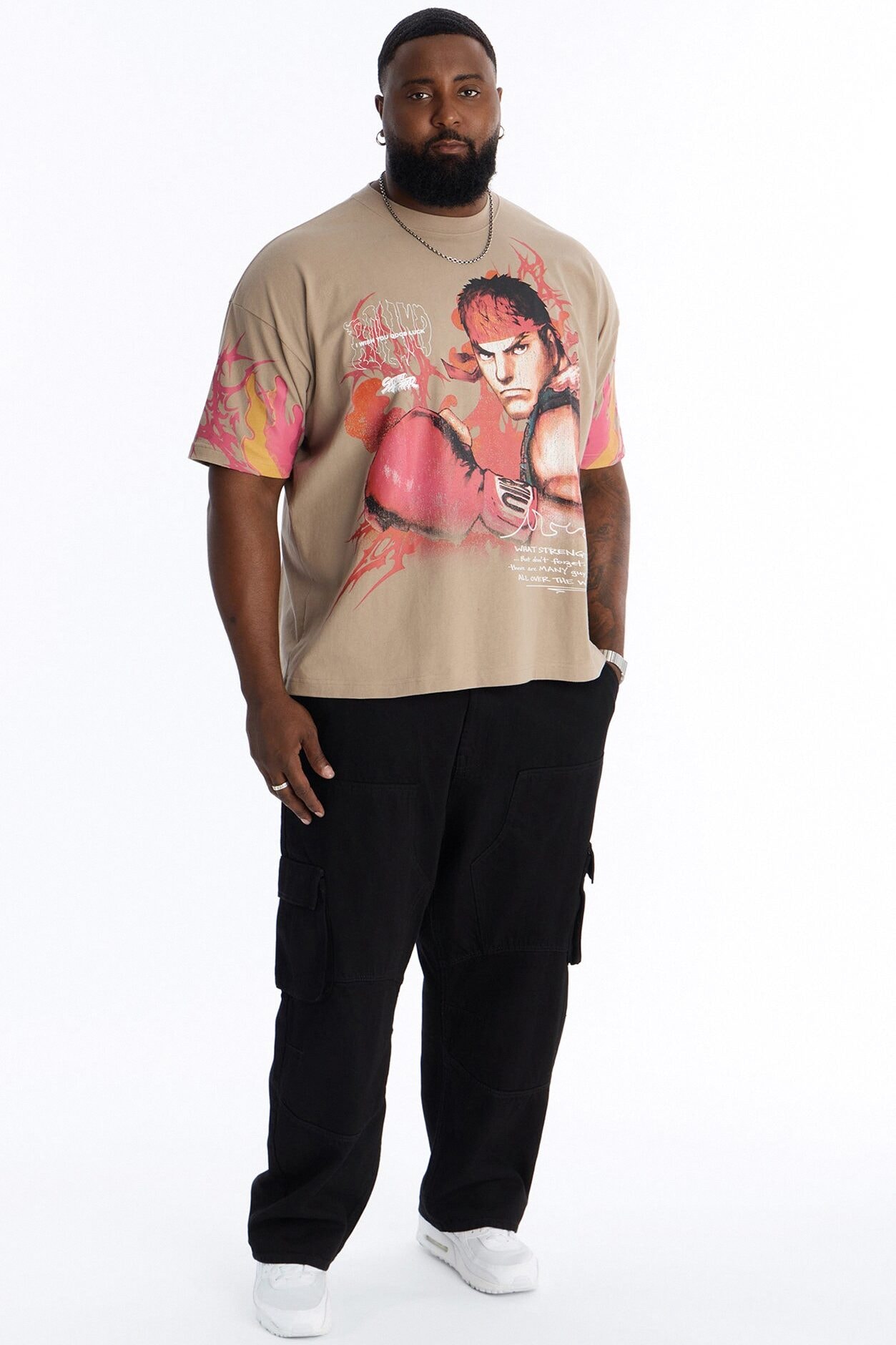 Street Fighter Ryu Heavy Weight Boxy Short Sleeve Tee - Stone image 1