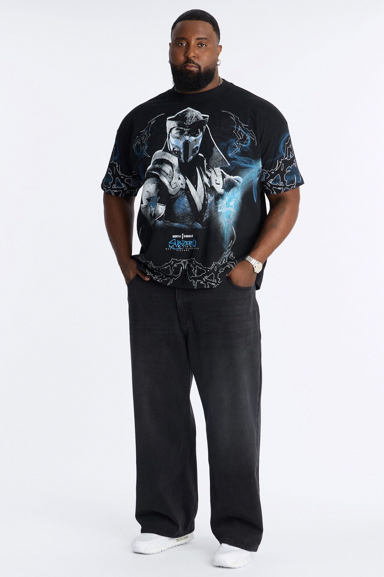 Mortal Kombat Sub Zero Heavy Weight Boxy Short Sleeve Tee - Black image 1