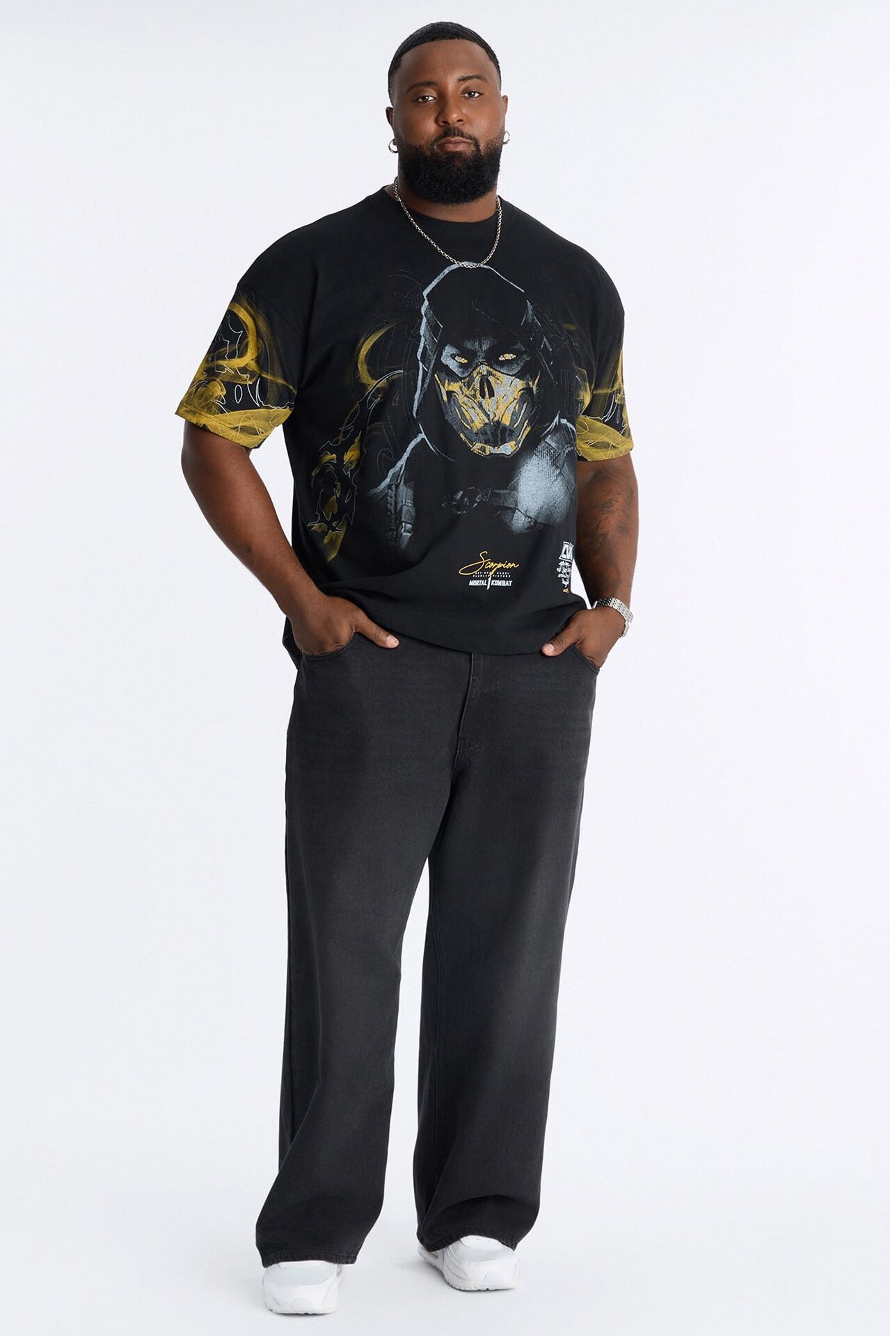 Mortal Kombat Scorpion Heavy Weight Boxy Short Sleeve Tee - Black image 1