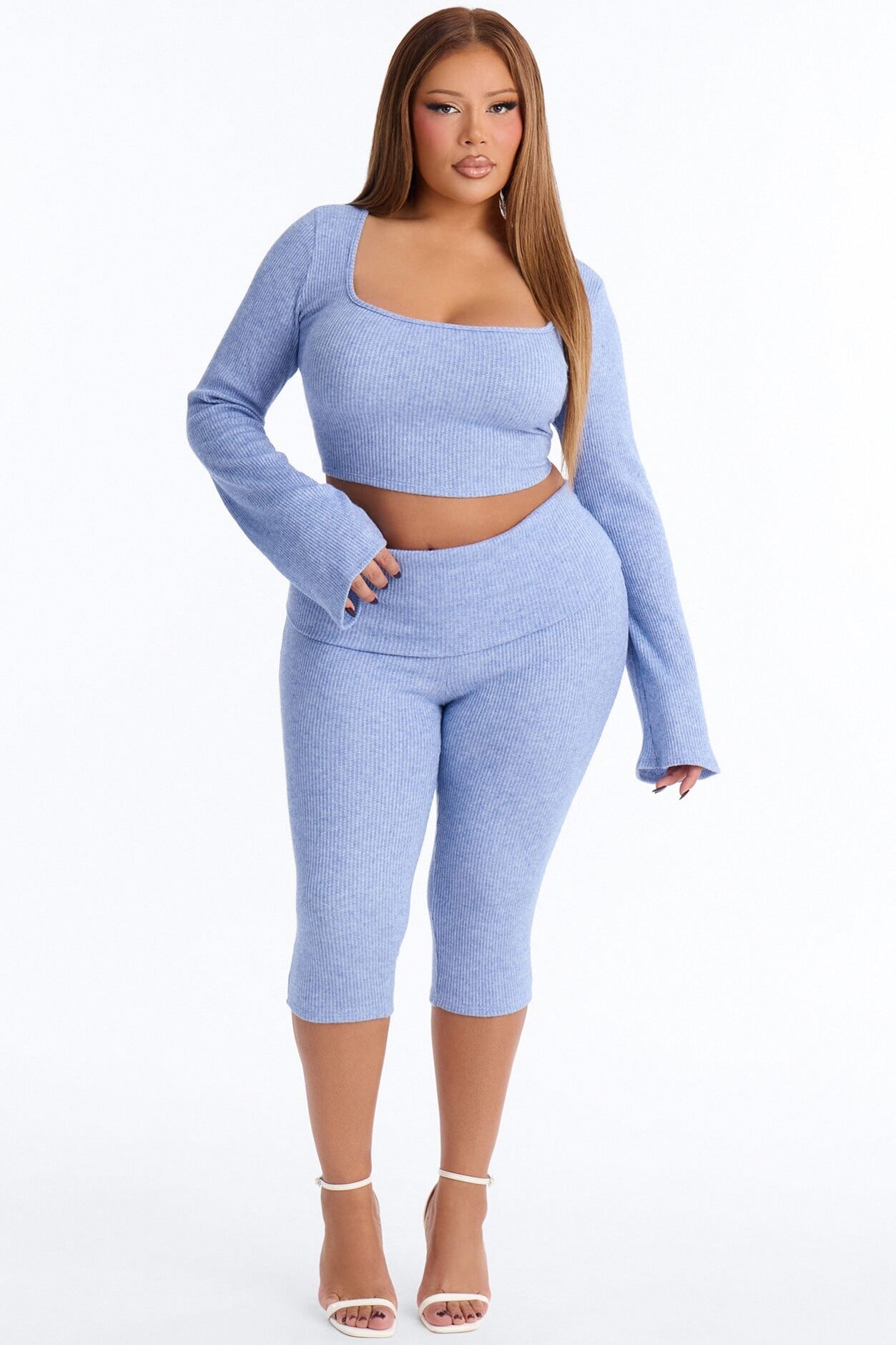 Paulina Thermal Capri Set - Blue image 1