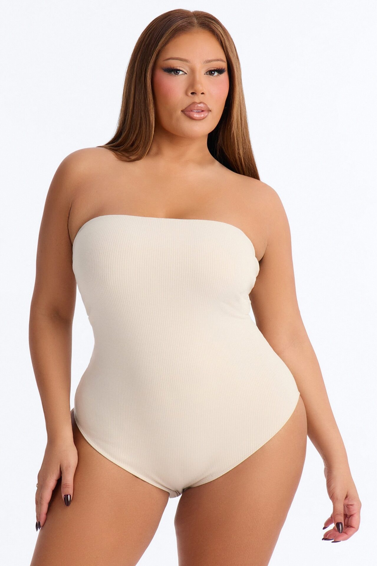 Demi Double Lined Tube Bodysuit - Stone image 1