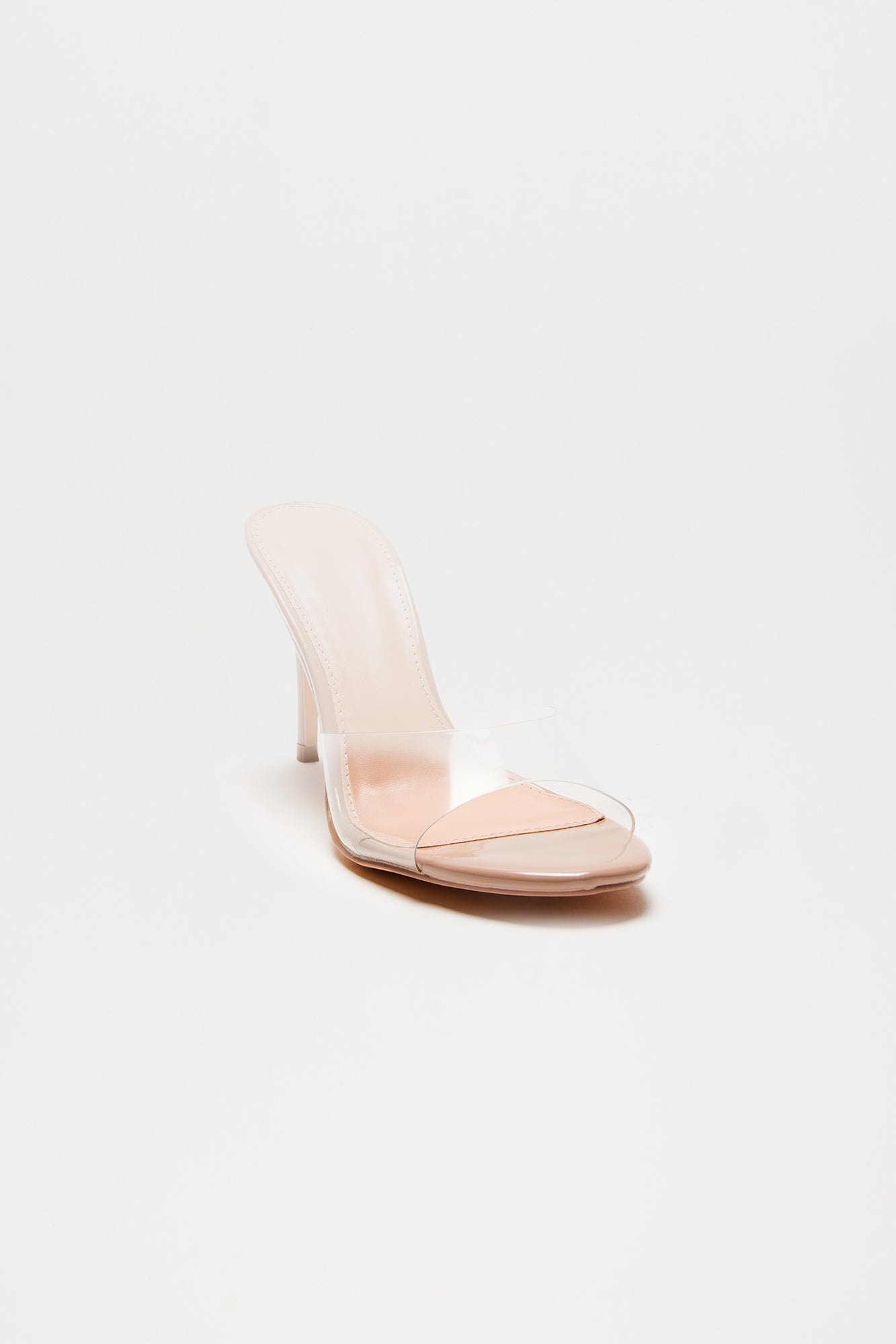 Shanley Faux Patent Stiletto Mules - Clear image 1