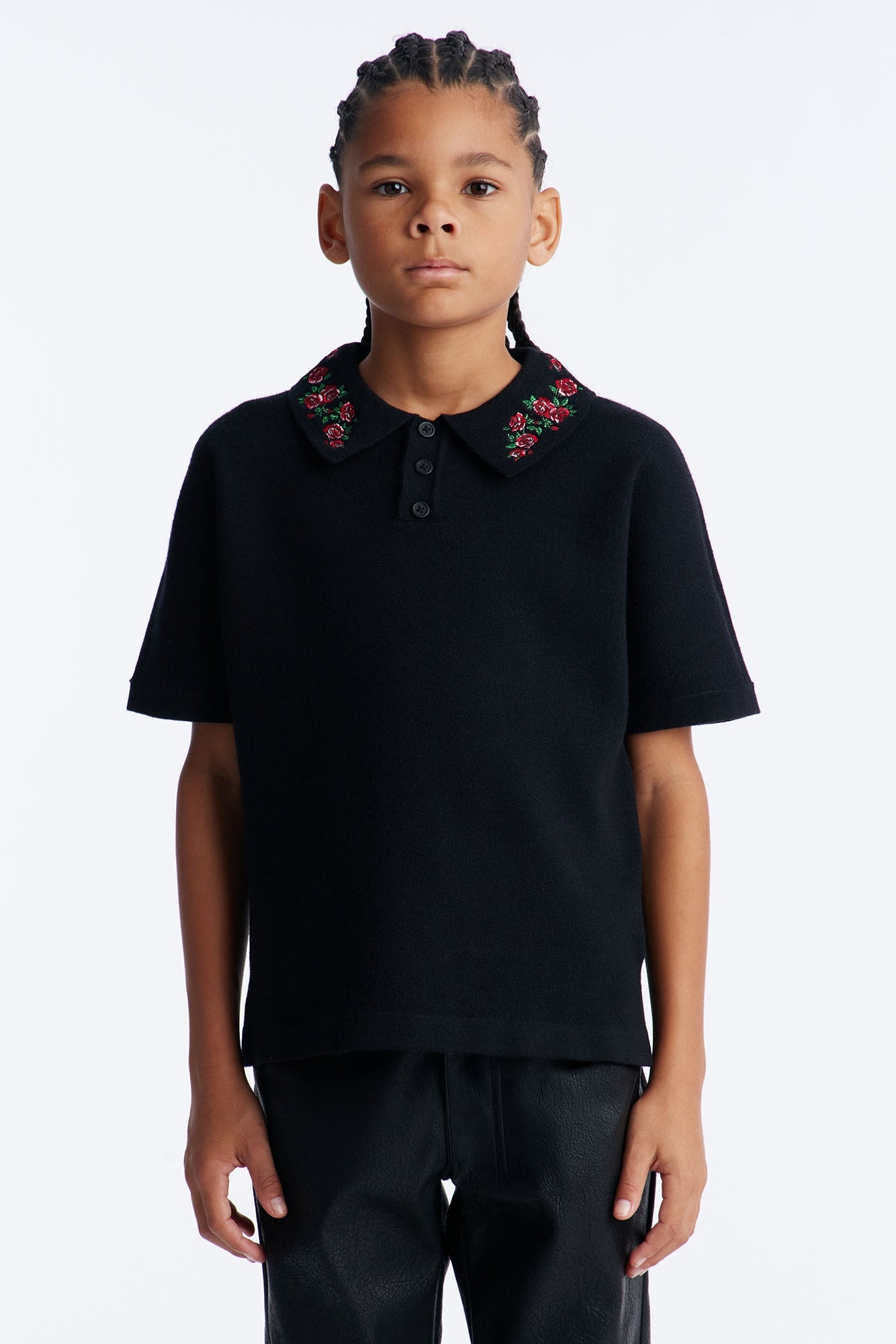 Mini Roses Are Red Short Sleeve Polo - Black image 1