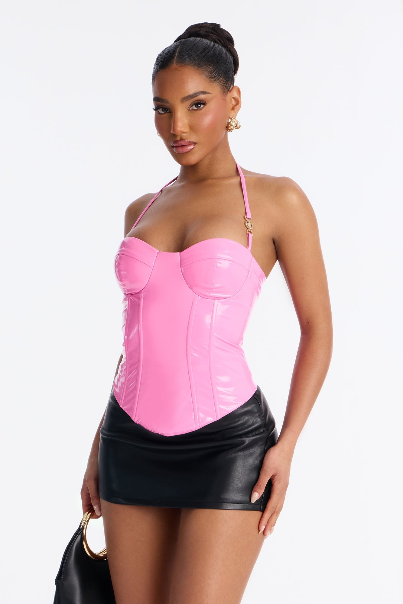 Read My Lips Latex Corset Top - Pink image 1