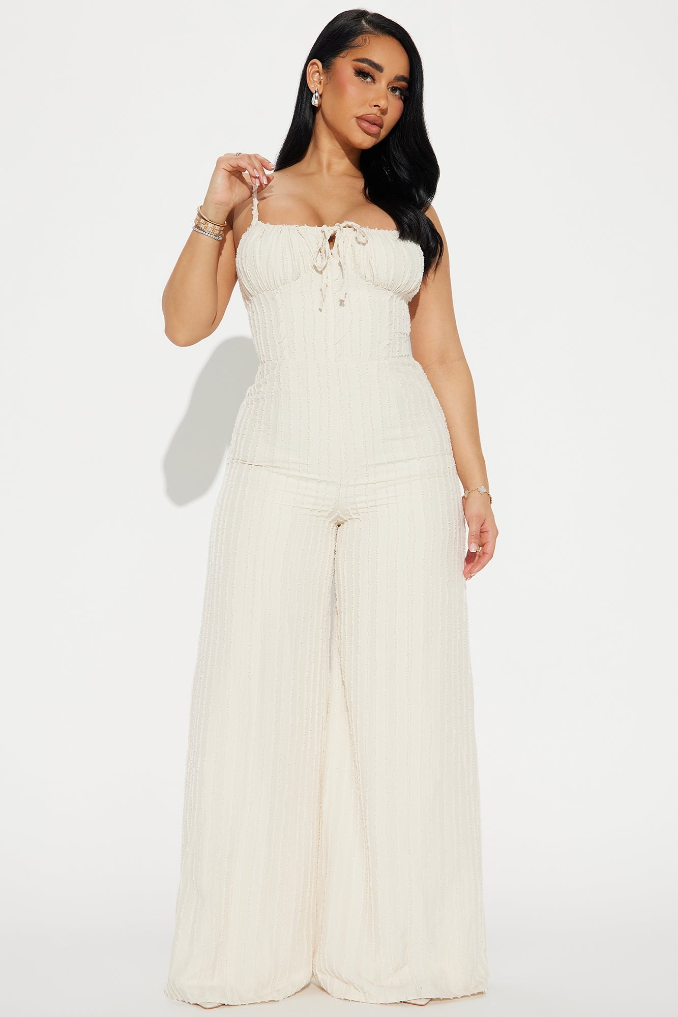 Endless Mimosas Textured Jumpsuit - Cream image 1