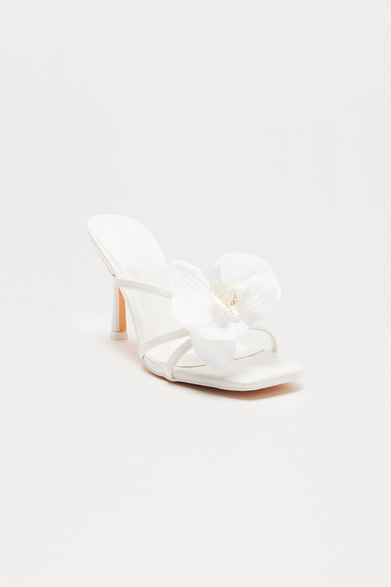 Orelia Flower Faux Leather Mules - White image 1