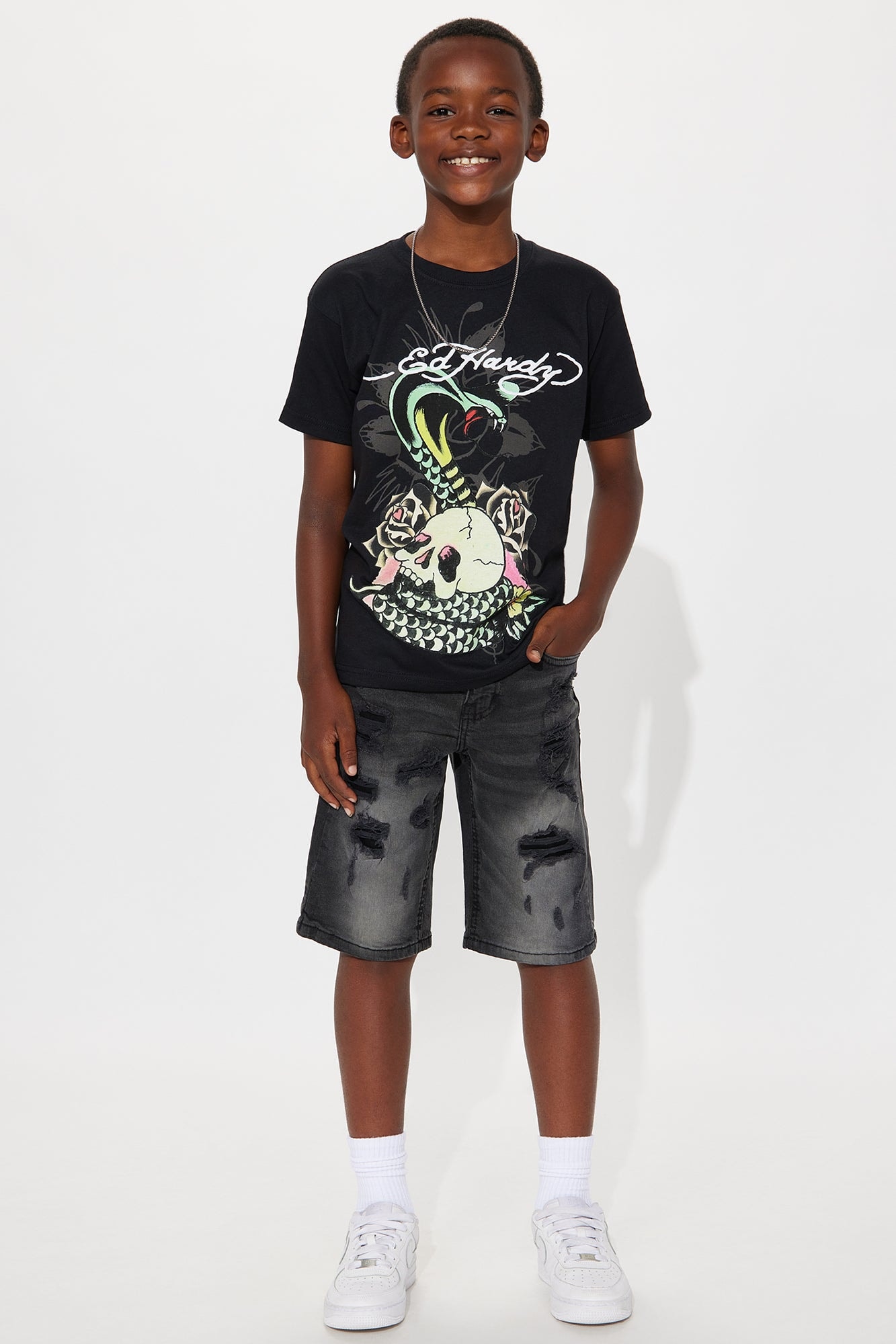 Mini Only Getting Better Distressed Denim Shorts - Black image 1