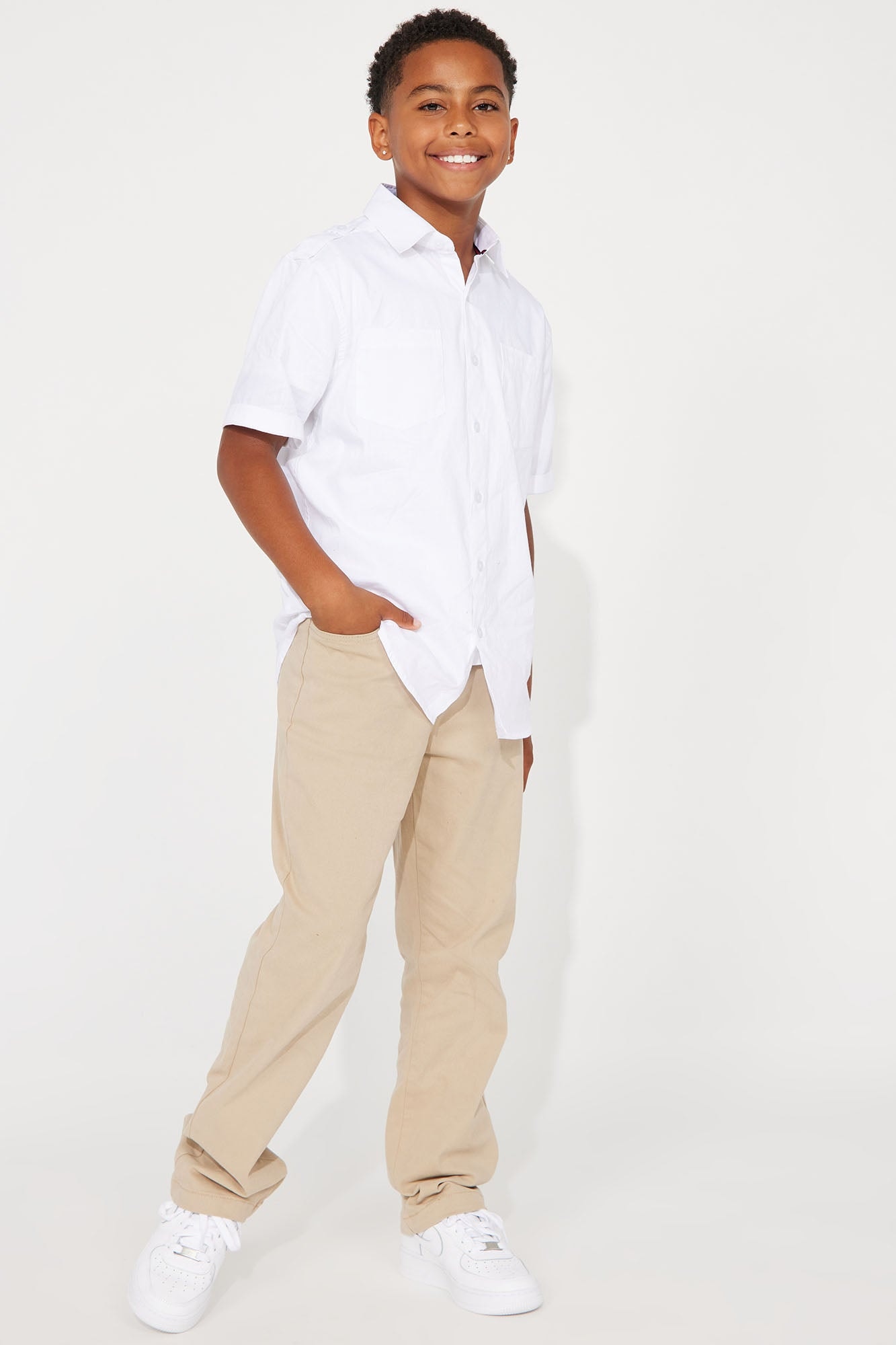 Mini Uniform Straight Leg Pants - Khaki image 1