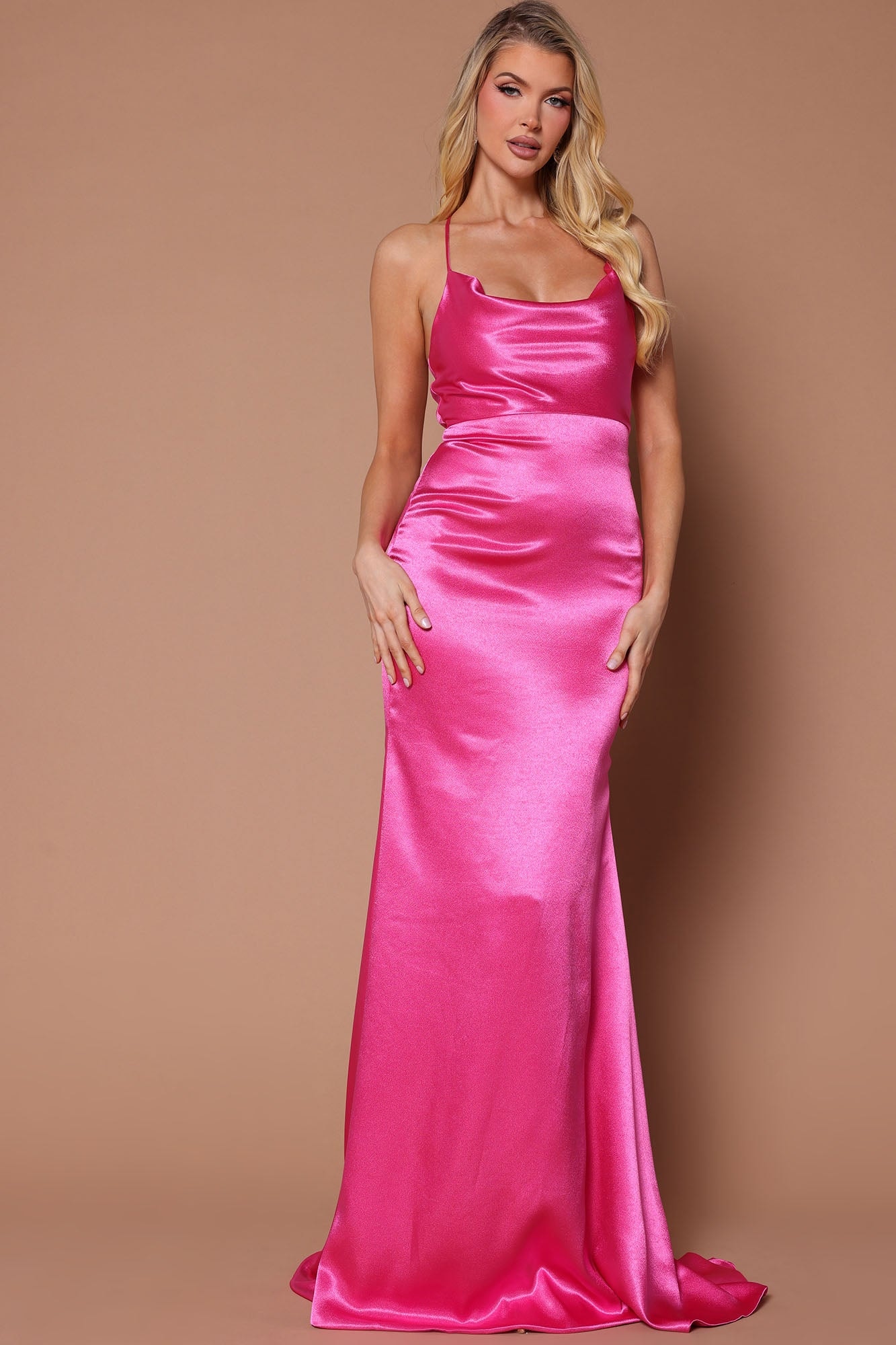 Angelique Satin Maxi Dress - Hot Pink image 1