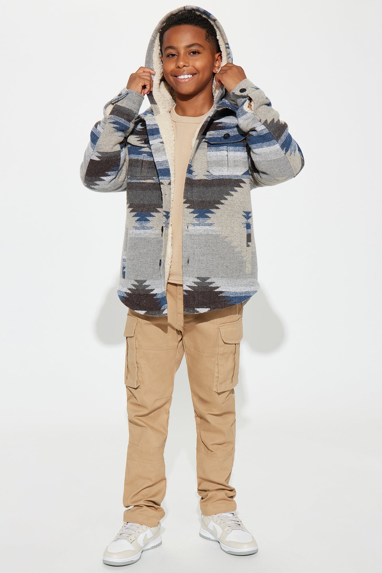 Mini Tribal Print Flannel Shacket - Khaki image 1