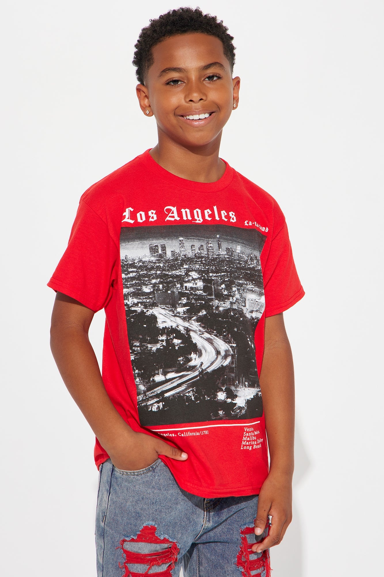 Mini LA City Lights Short Sleeve Tee - Red image 1