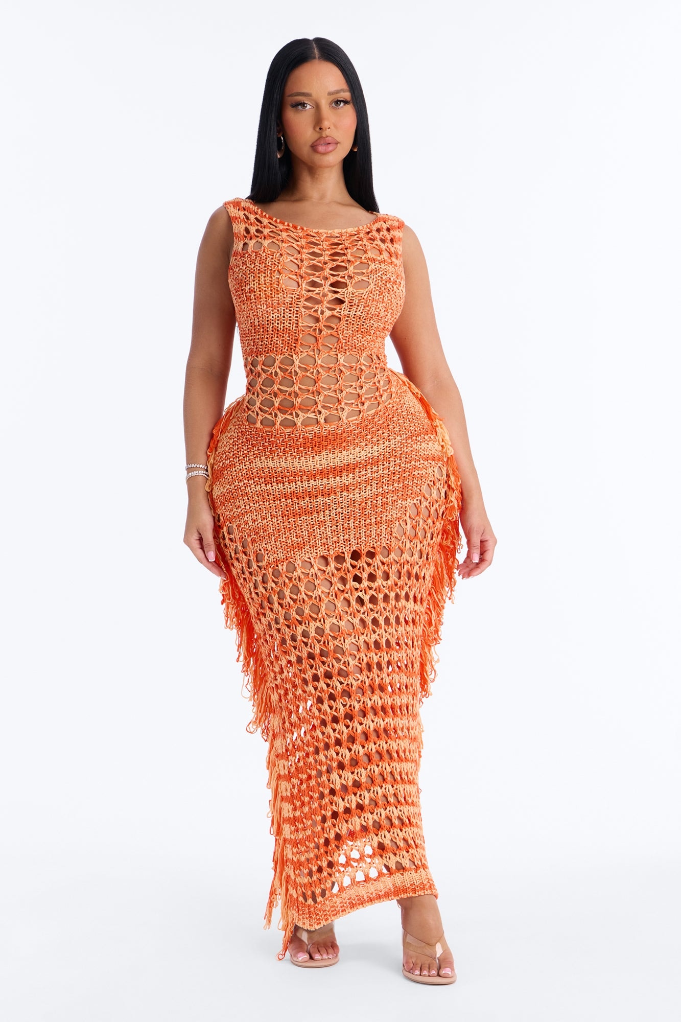 See You There Crochet Maxi Dress - Orange image 1