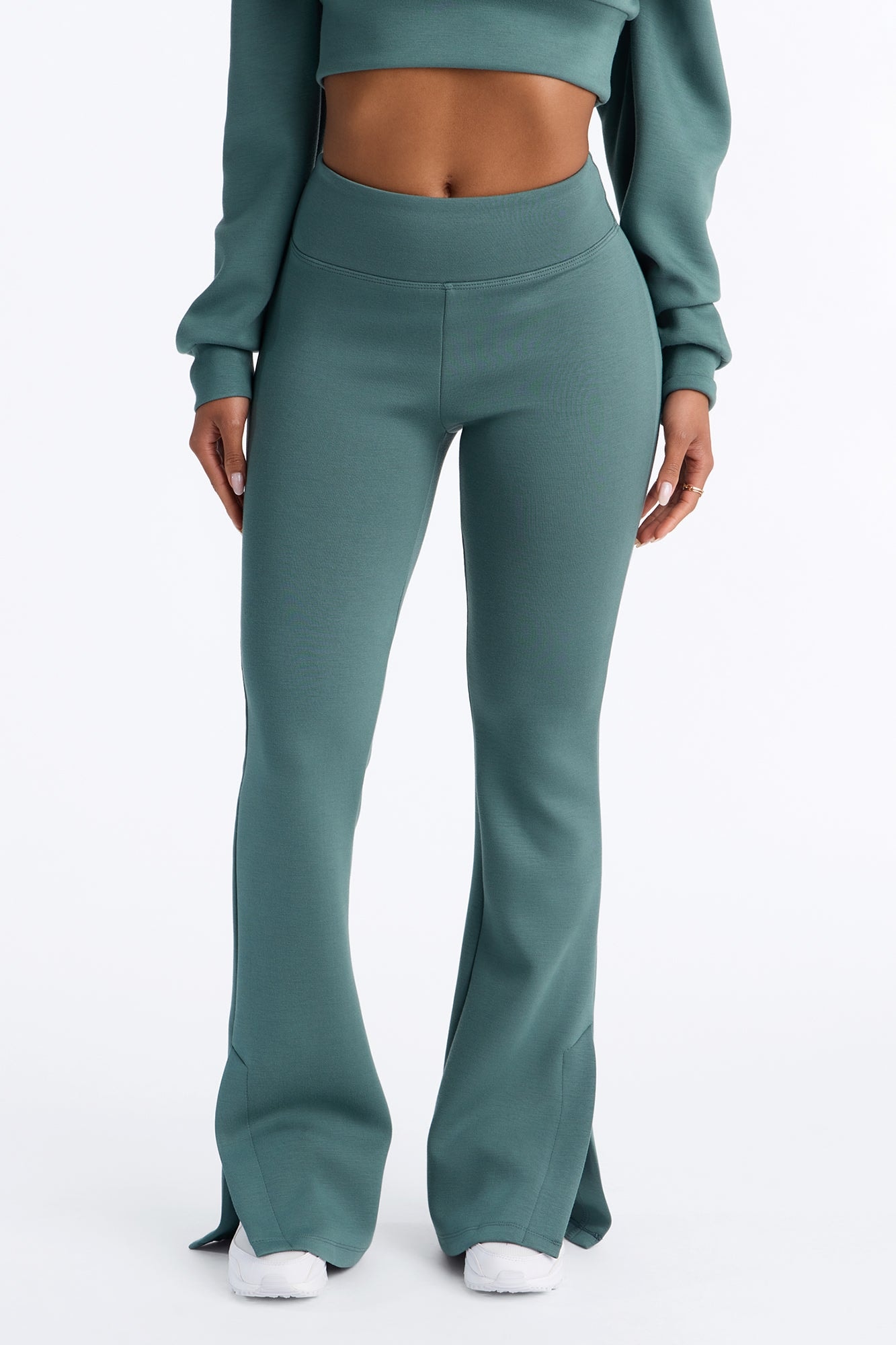 Bella Scuba Slit Lounge Flare Pant - Teal image 1