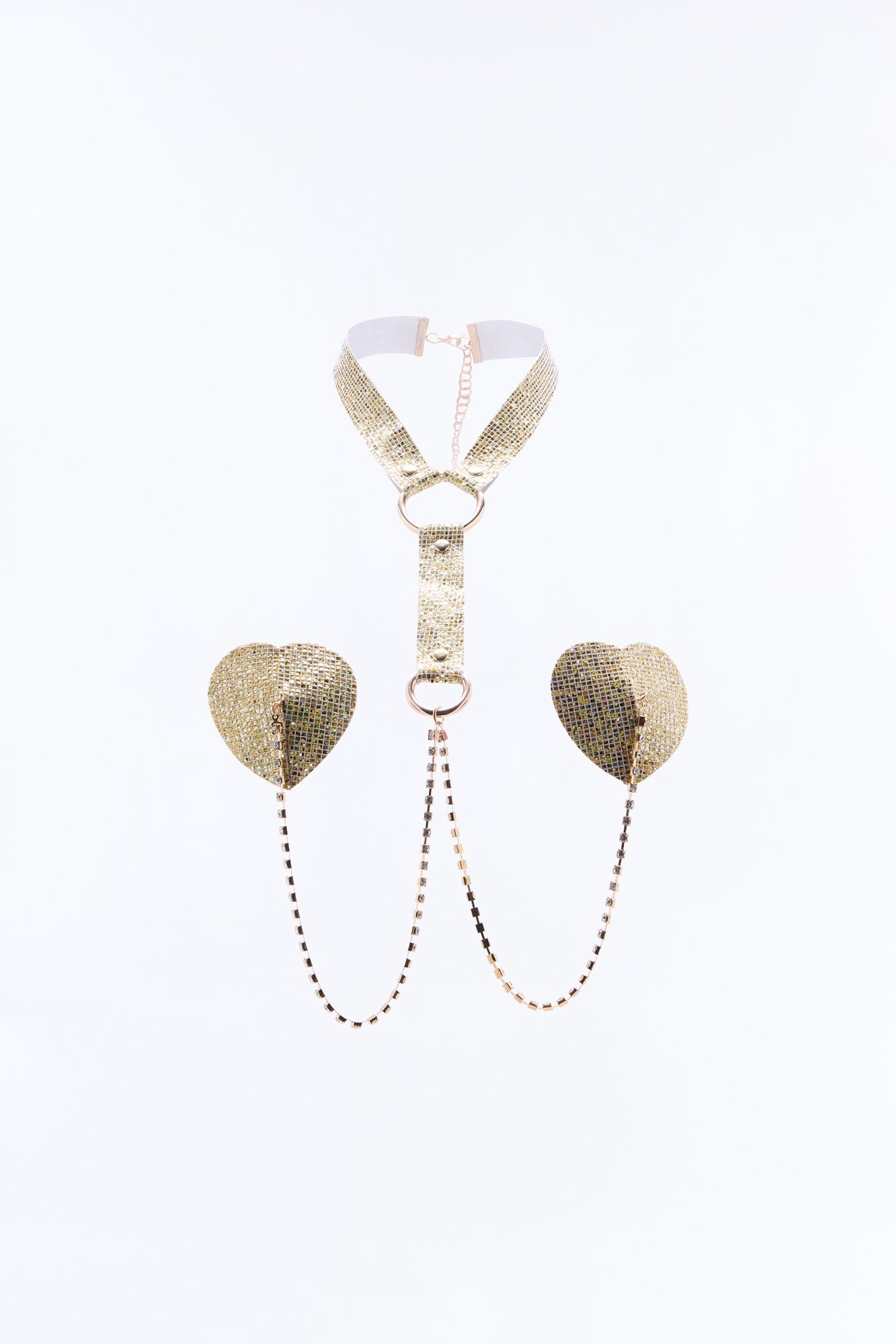 Naughty In Rhinestones Pasties - Gold image 1