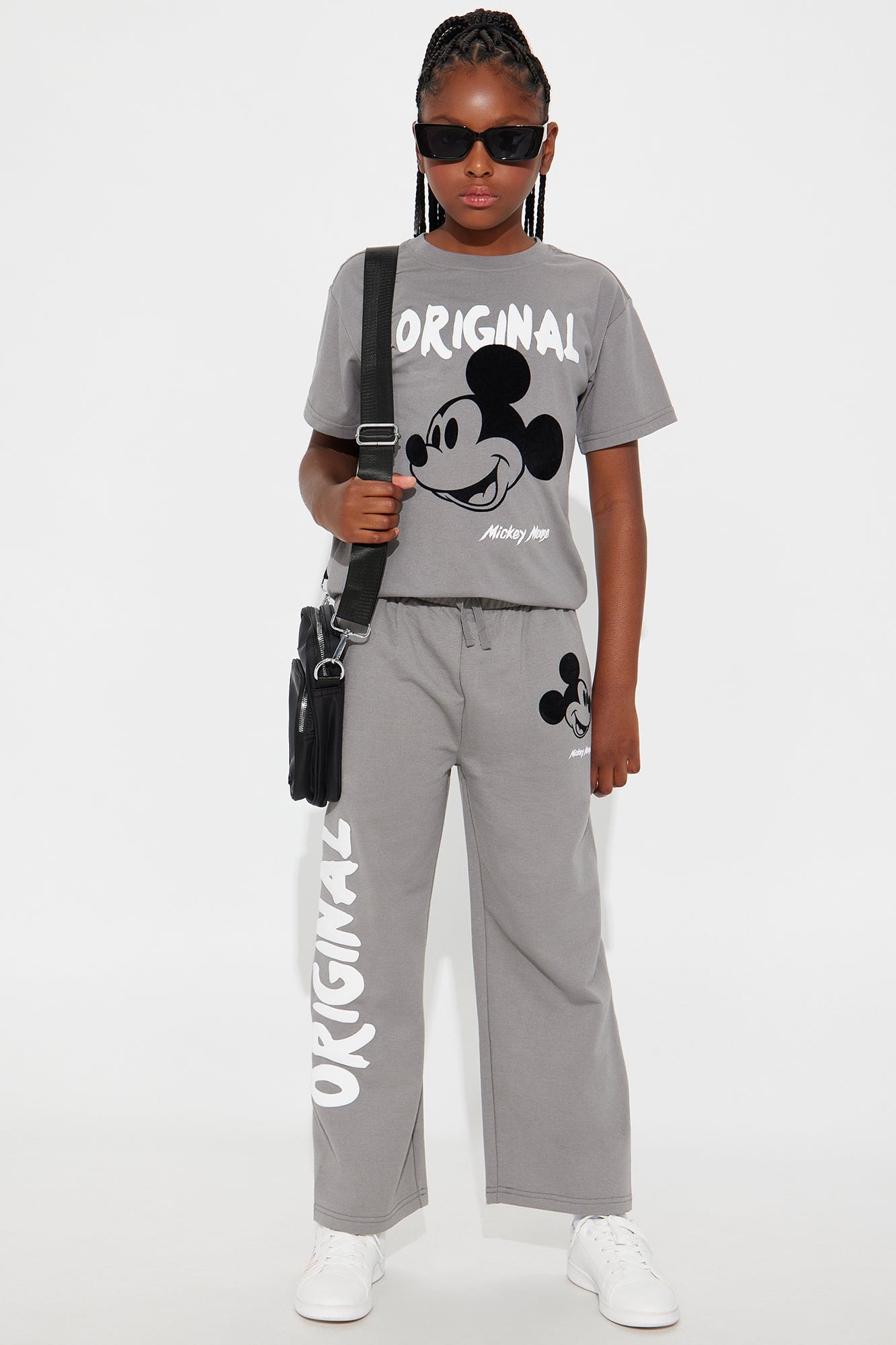 Mini Mickey Mouse Puff Print T-Shirt and Sweatpant Set - Grey image 1