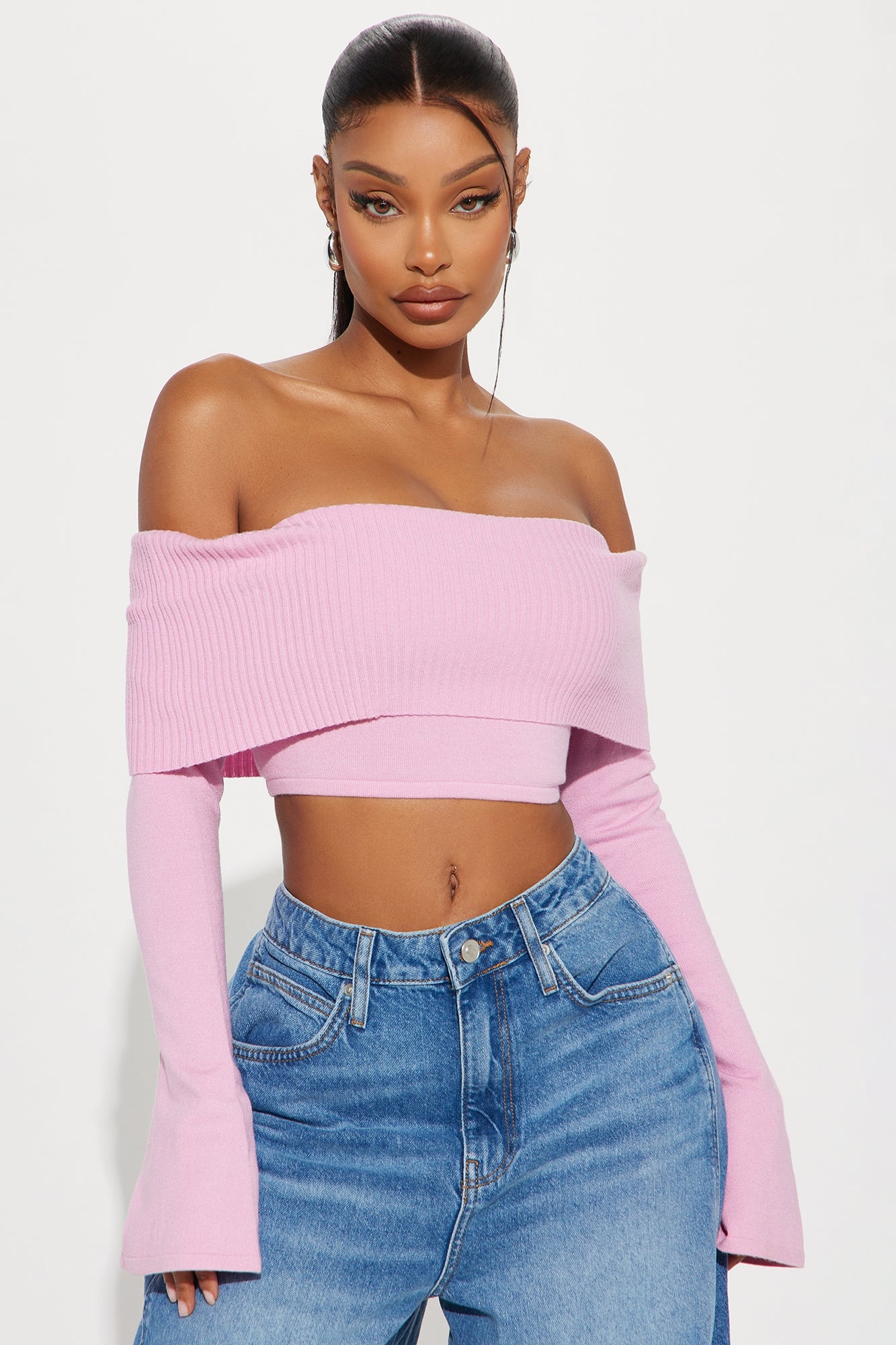 Polly Off Shoulder Sweater - Pink image 1