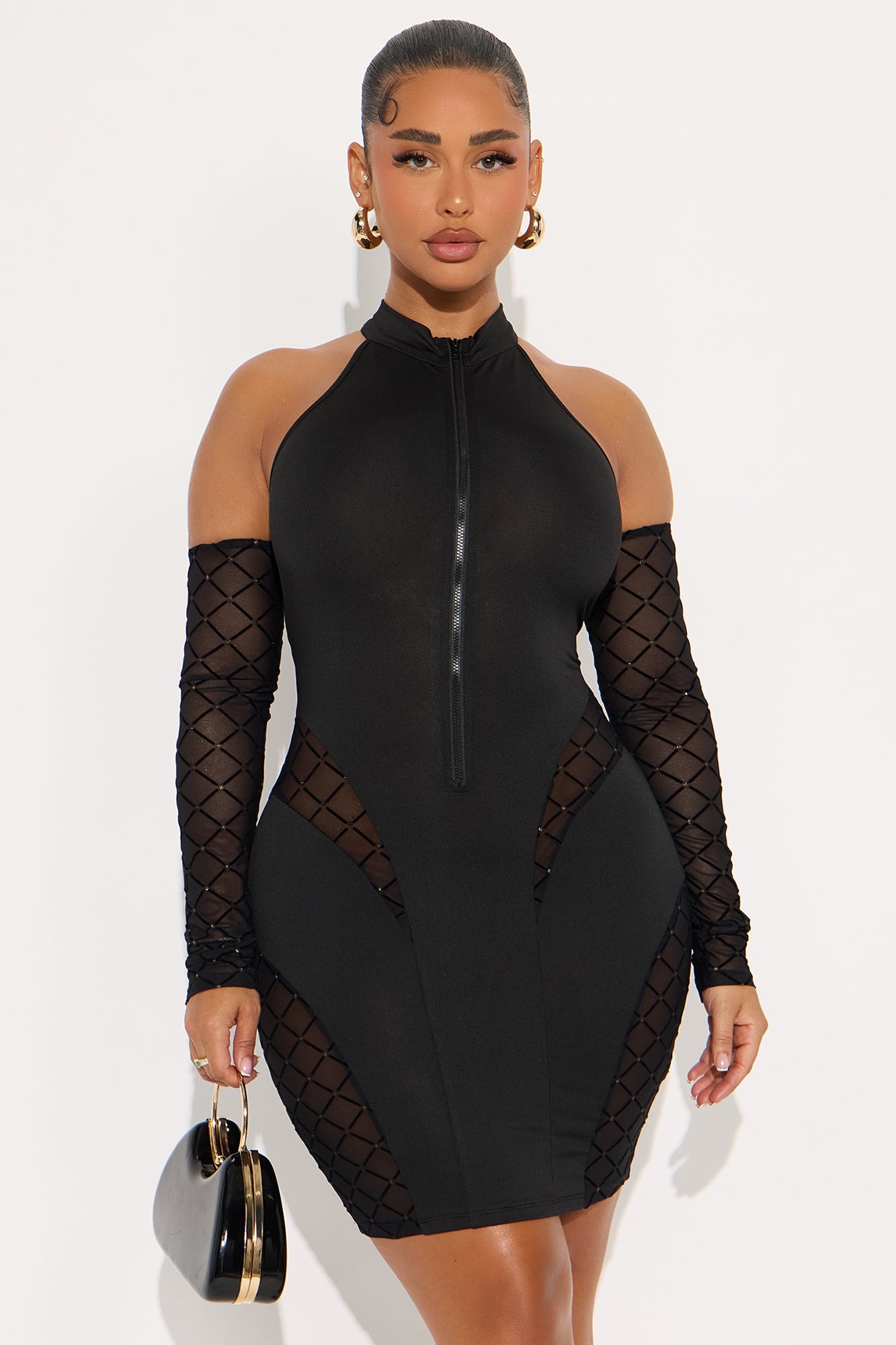 Let's Go Out Long Sleeve Mini Dress - Black image 1