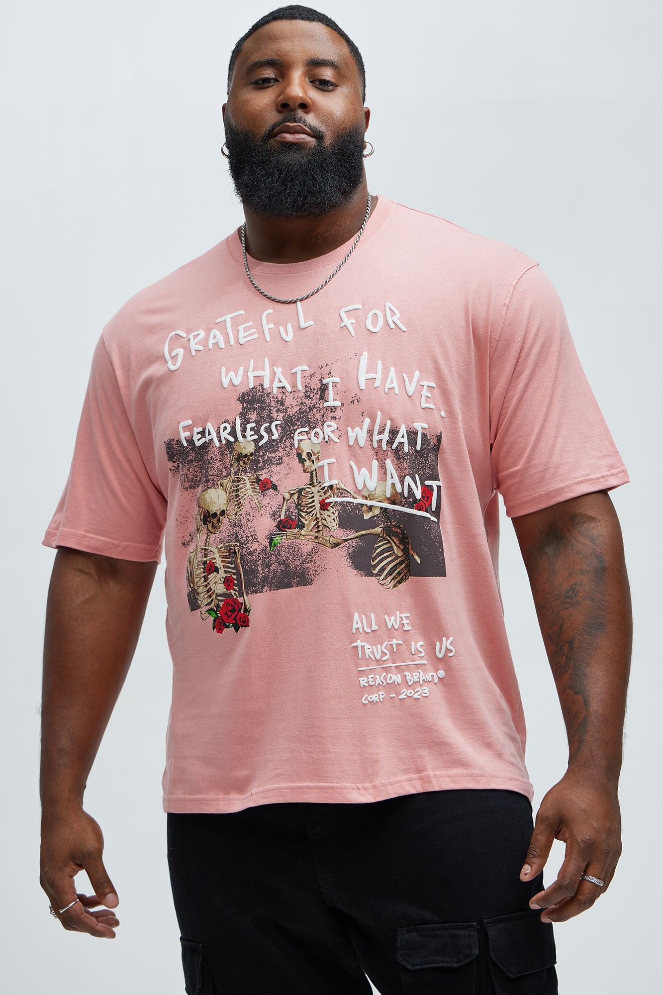 Grateful For What I have Oversized Short Sleeve Tee - Pink image 1
