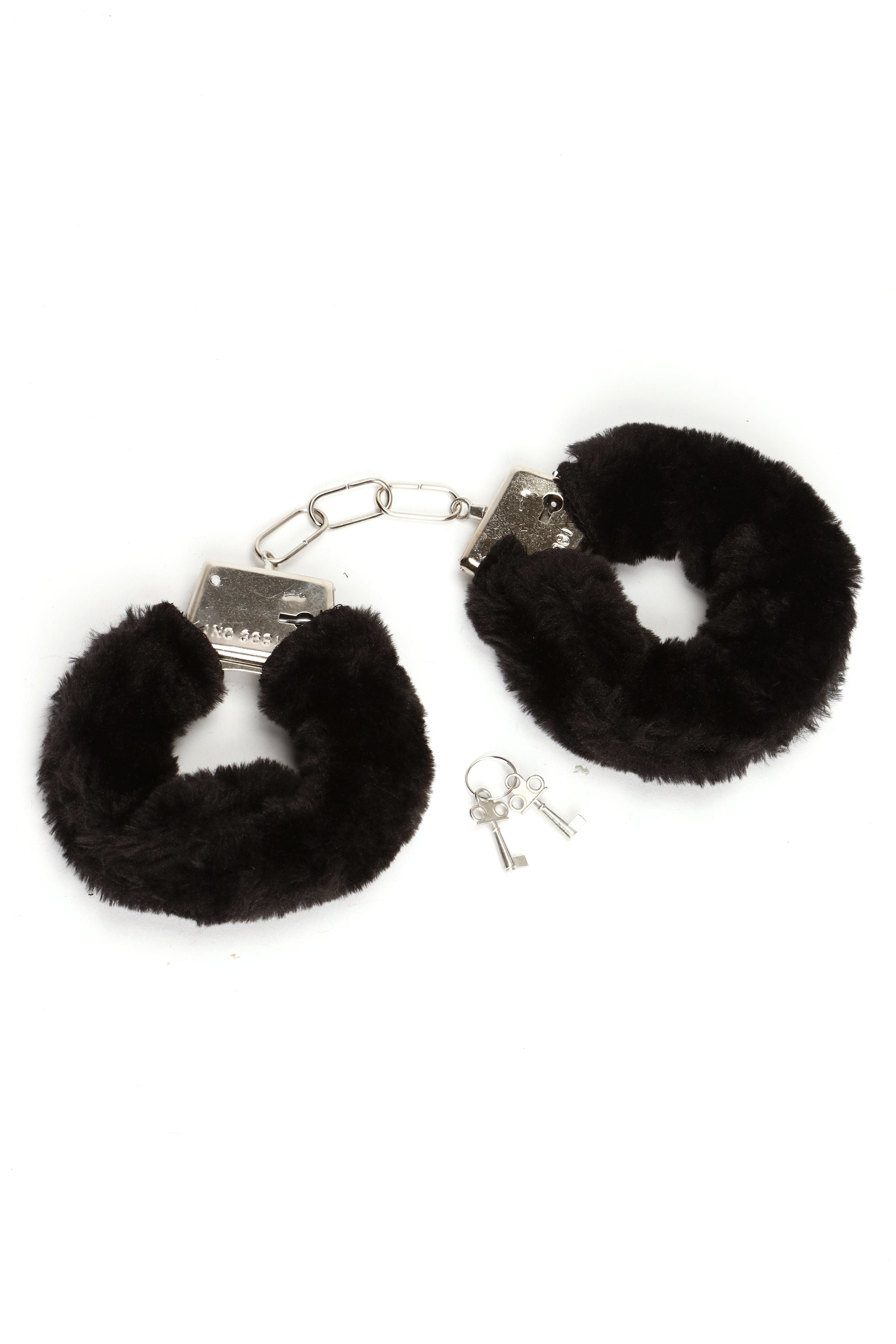 Fire Your Desire Faux Fur Handcuffs - Black image 1