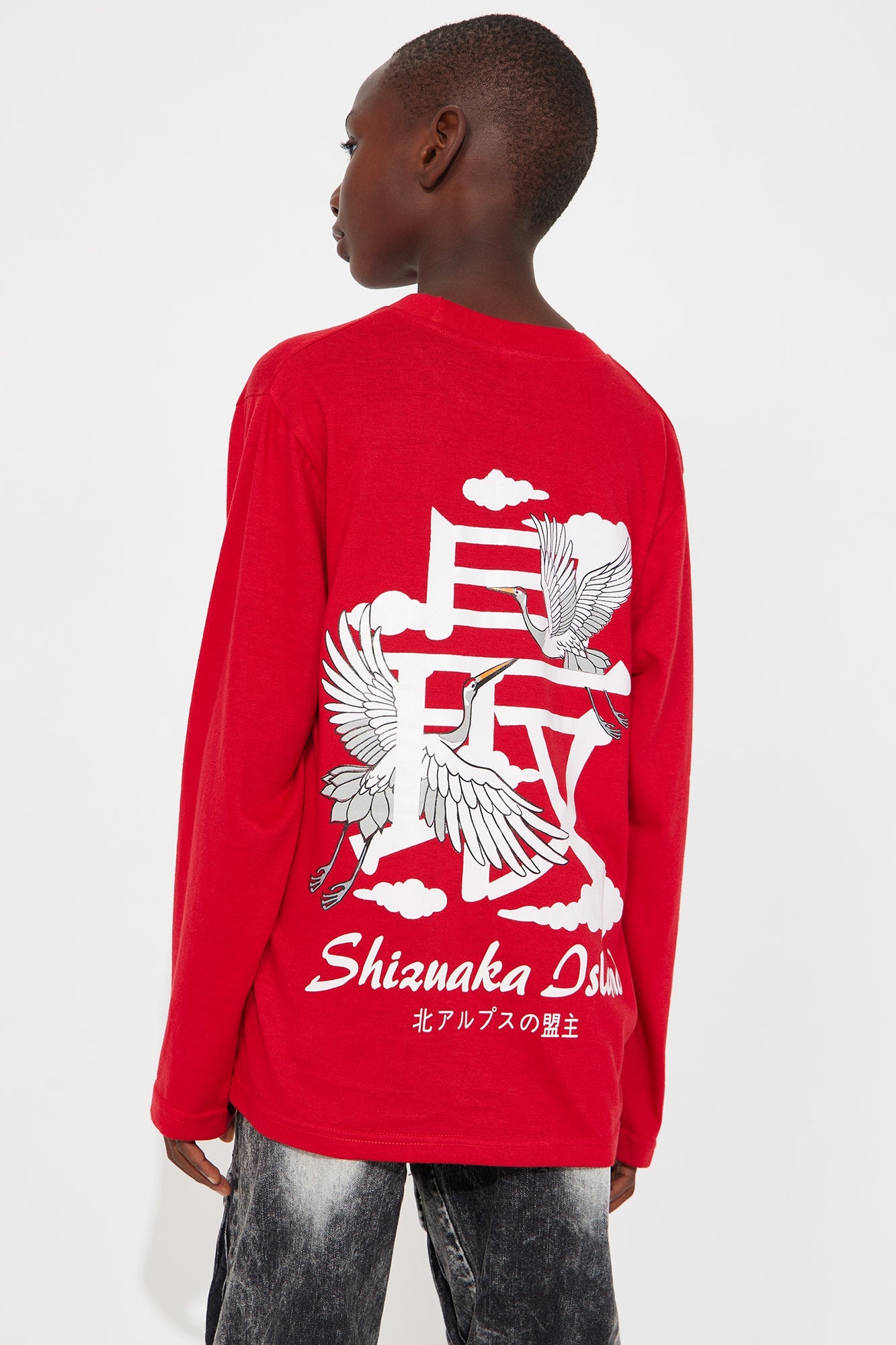 Mini Shizuaka Island Front/Back Long Sleeve Tee - Red image 1