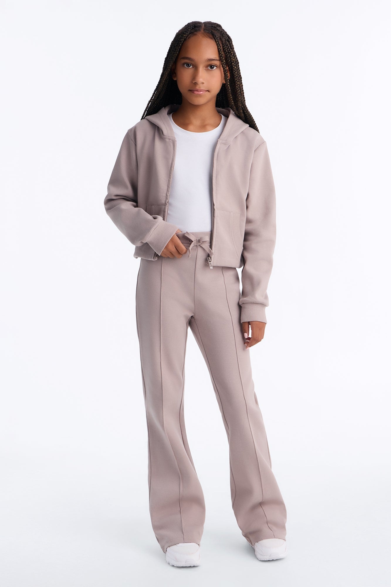 Mini Ready To Go Zip Up Pant Set - Taupe image 1