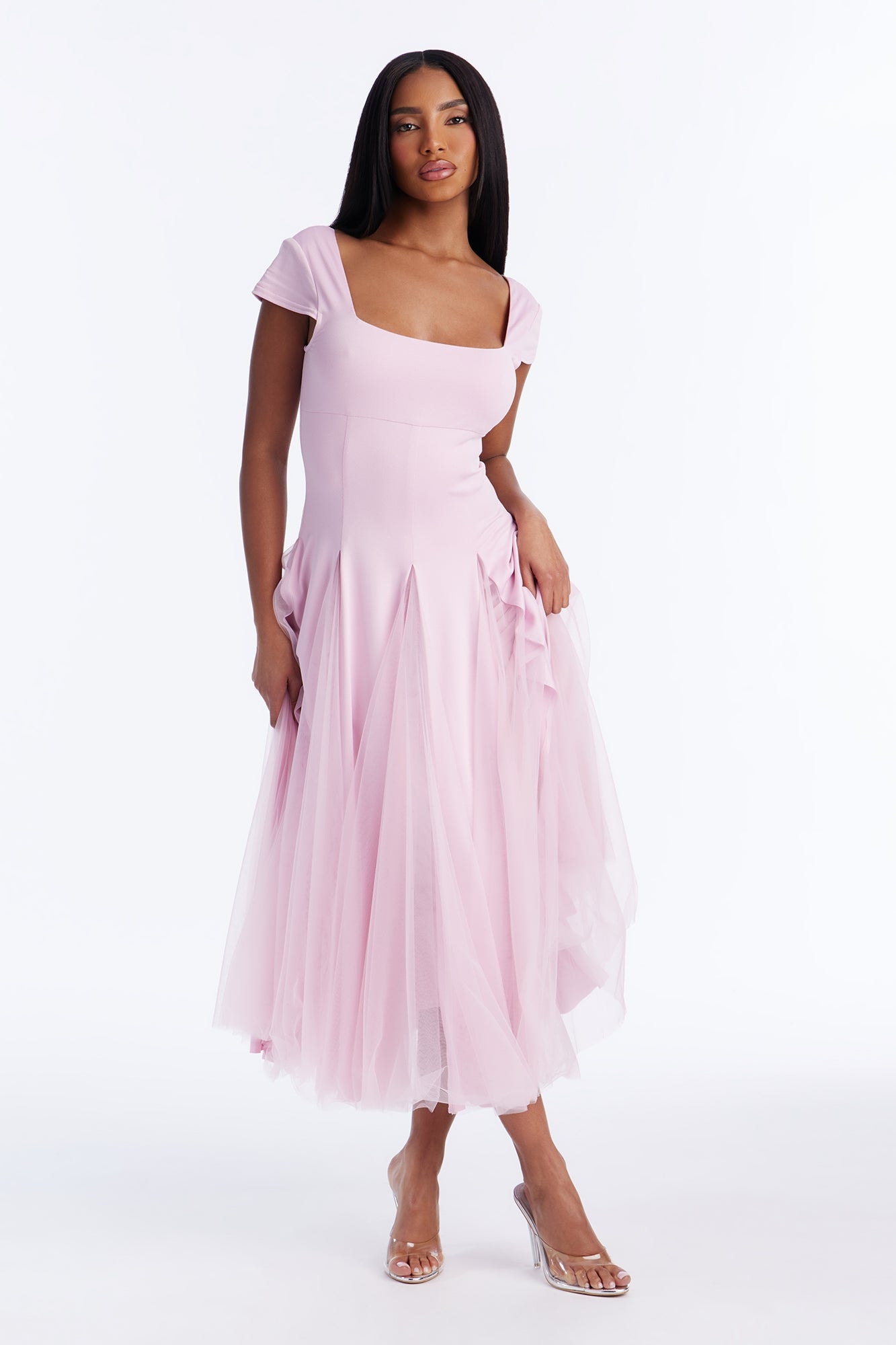 Naya Tulle Skirt Midi Dress - Pink image 1