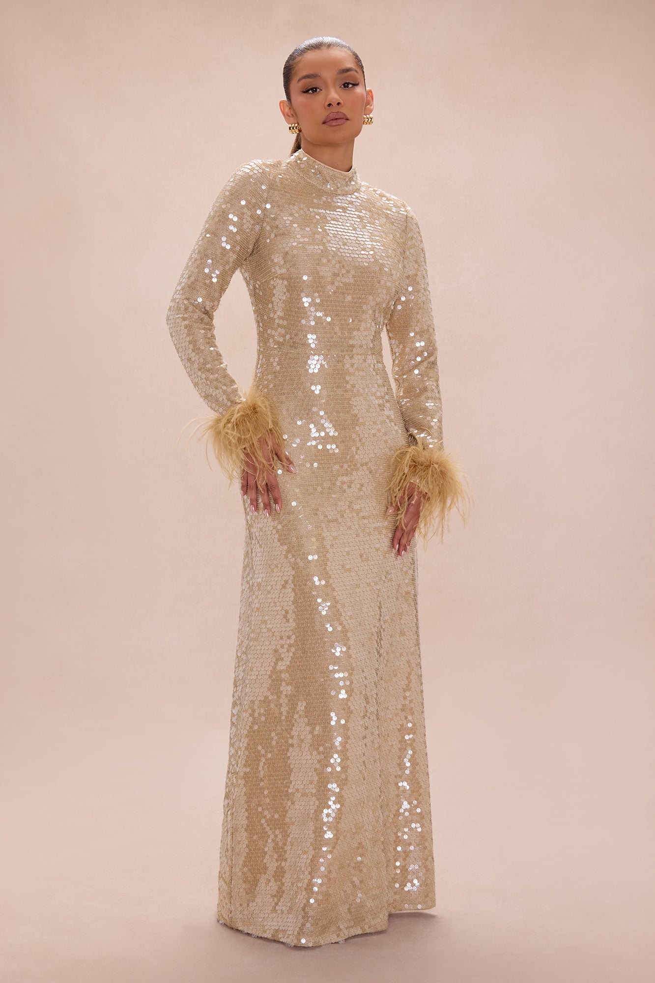Elise Backless Sequin Maxi Dress - Gold image 1