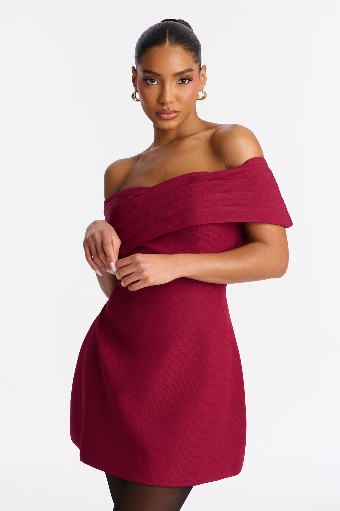 Koa Off Shoulder Mini Dress - Wine image 1