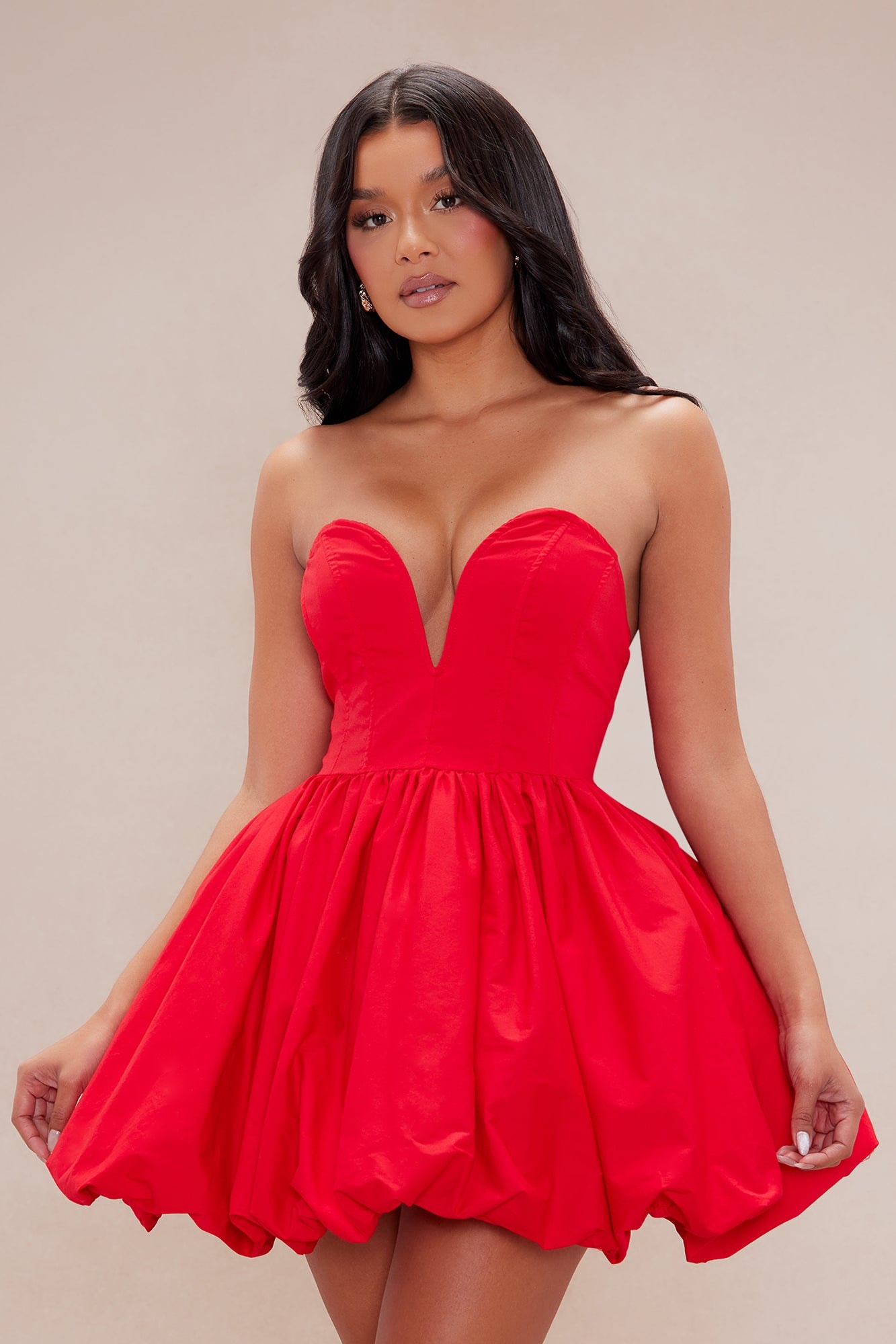 Stealing Hearts Poplin Mini Dress - Red image 1