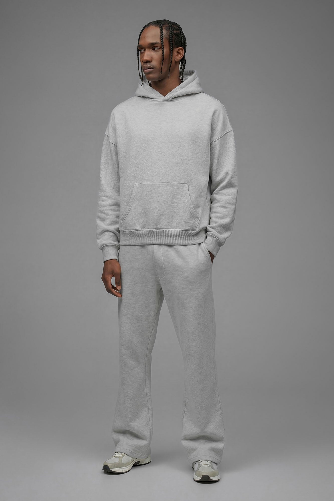 410 Oversized Cropped Hoodie - Heather Grey image 1