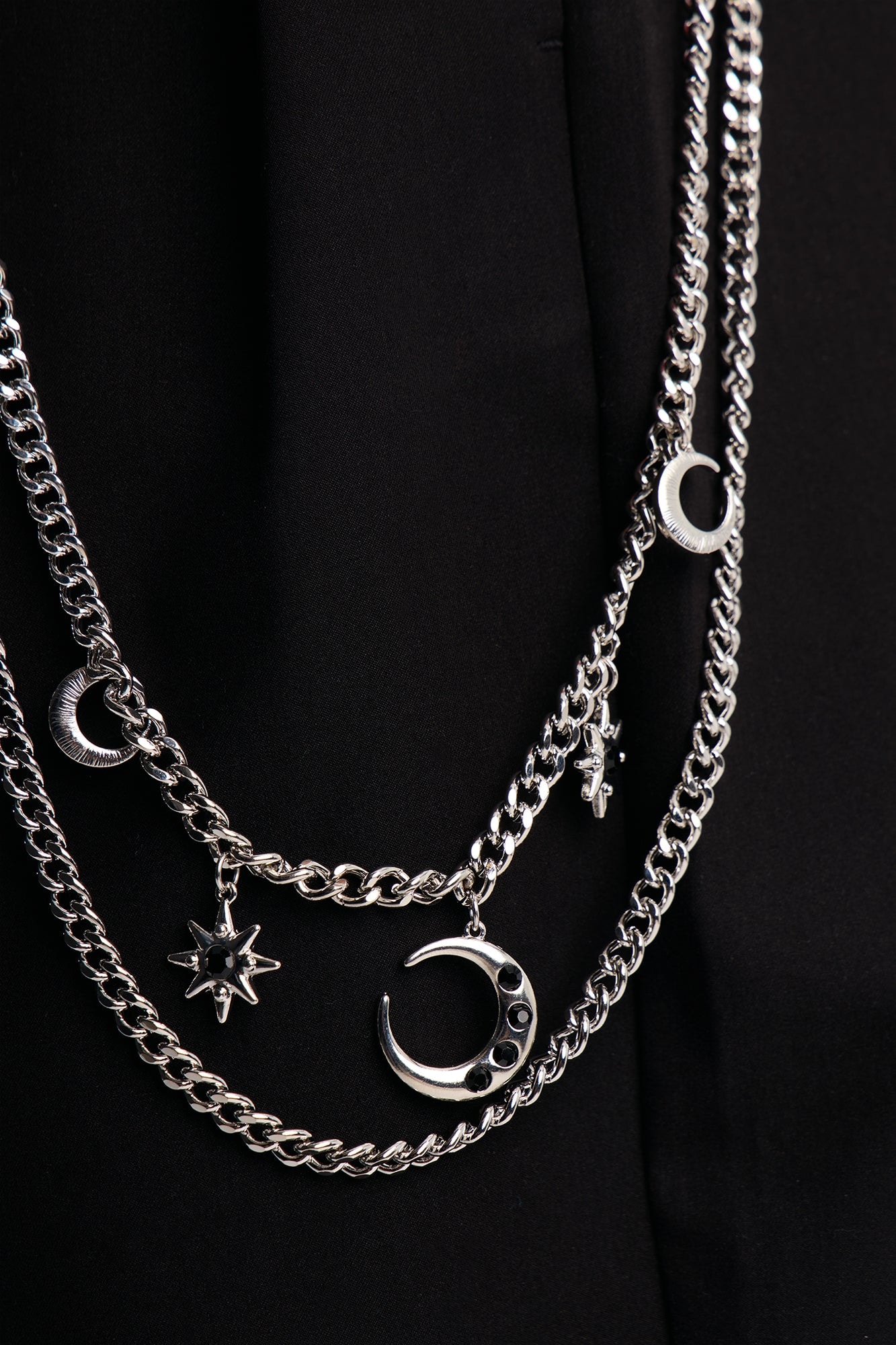 Over The Moon Layered Pant Chain - Silver image 1