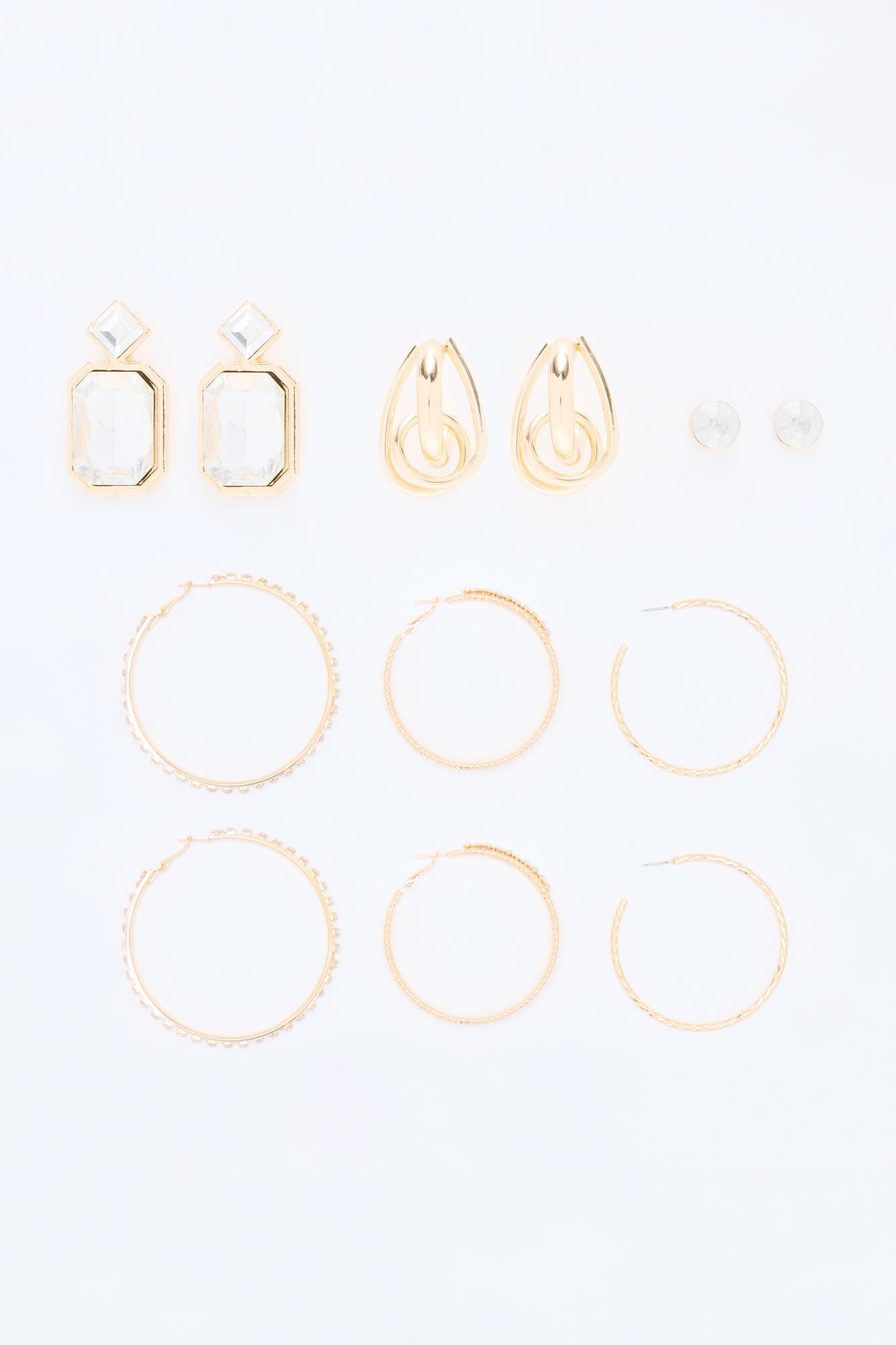 High Looks 6 Pair Multi Earring Set - Gold image 1