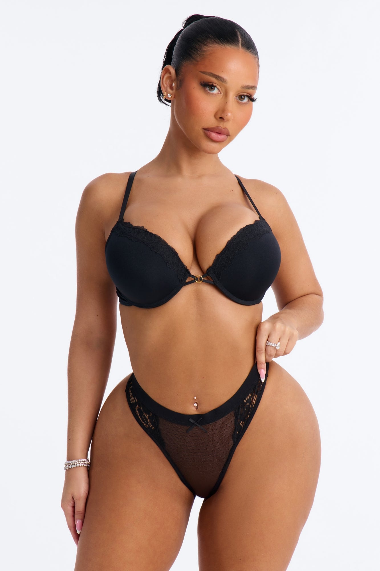 Nothing Basic Dotted Mesh Thong - Black image 1
