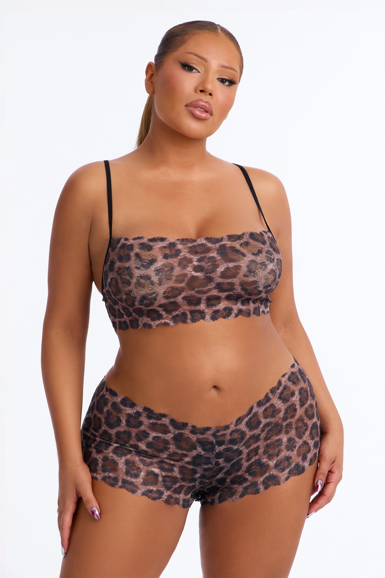 Sultry Moments Lace 2 Piece Set - Leopard image 1