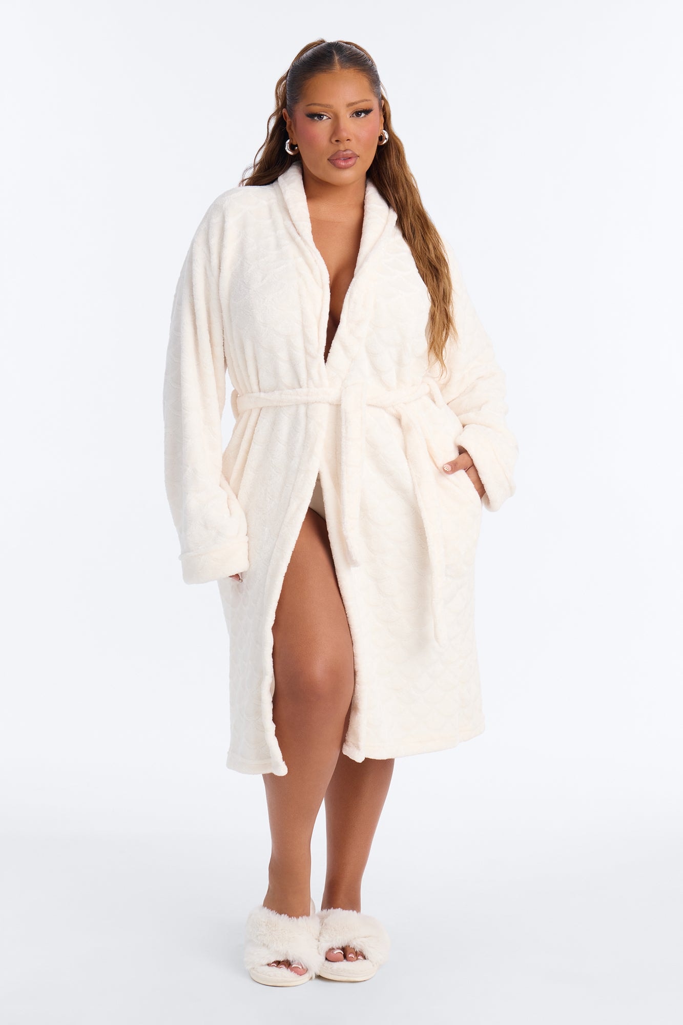 Night And Day Plush PJ Robe - Cream image 1