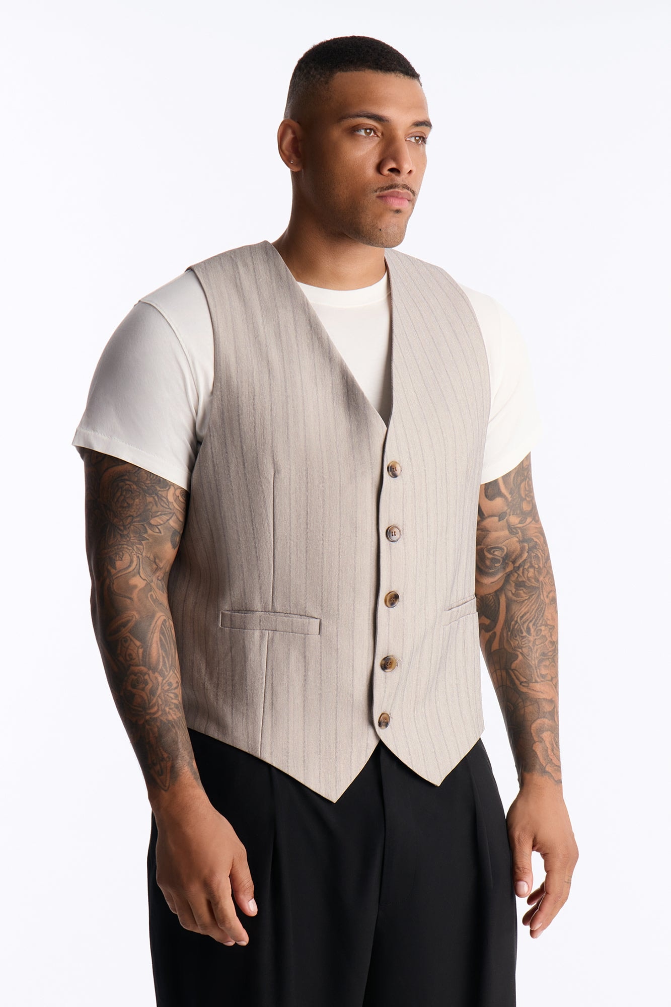 Herringbone Tailored Vest - Grey image 1