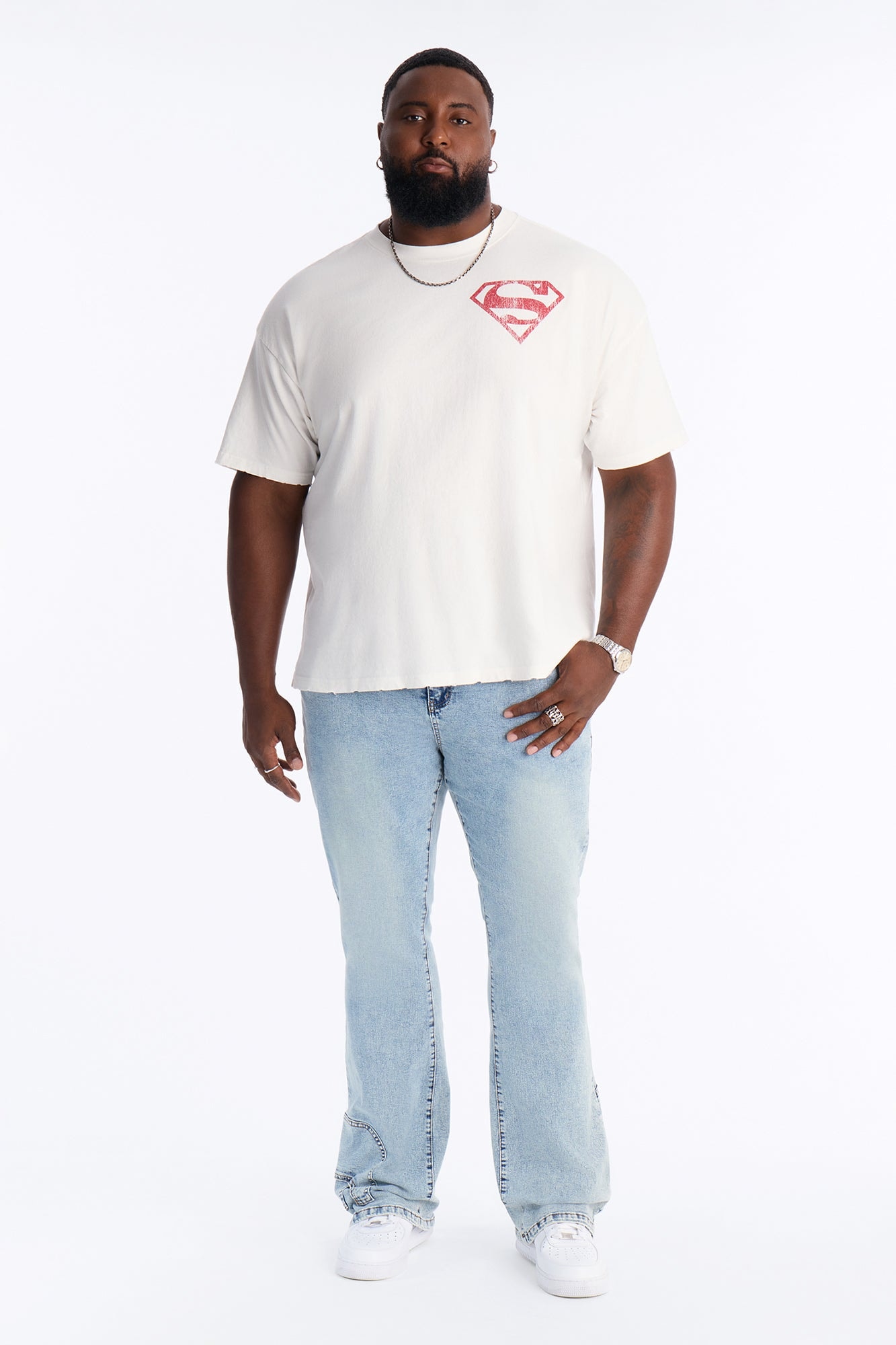 Stacked Skinny Flare Outlaw Hem Jean - Light Wash image 1
