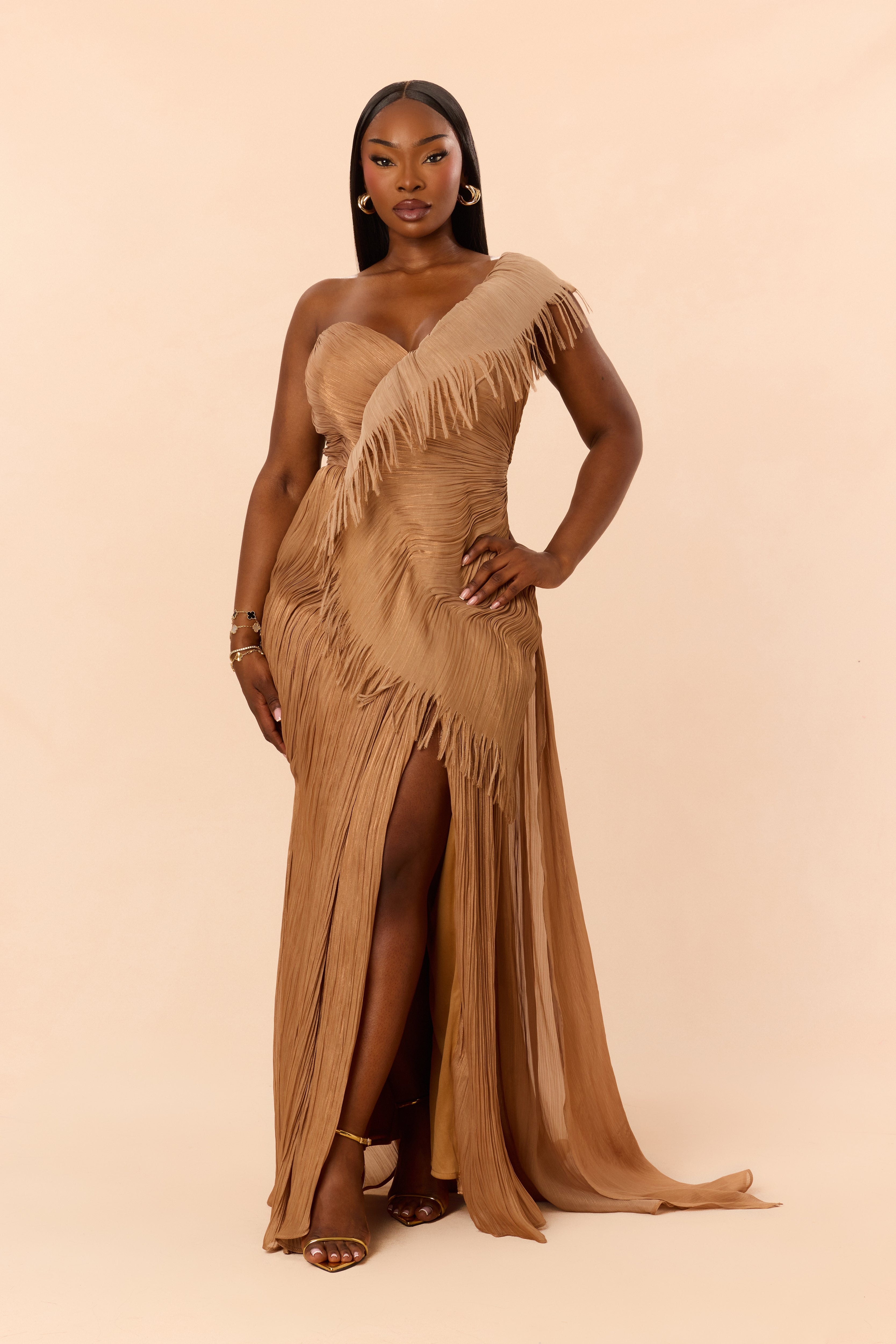 Classy Night Organza Gown - Bronze image 1