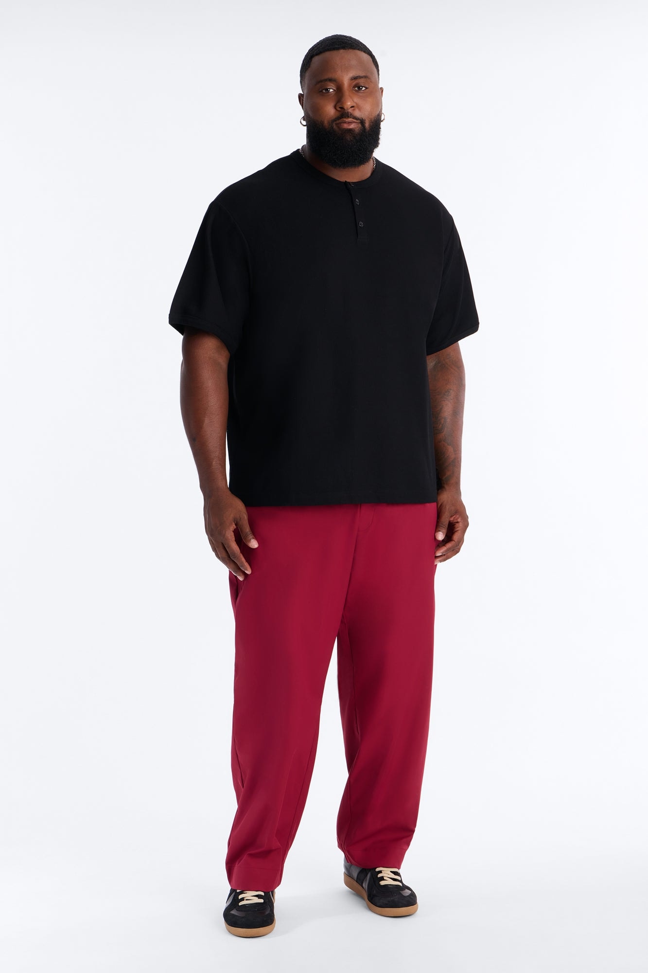 Relaxed Straight Heirloom Pleated Trouser - Burgundy alternate