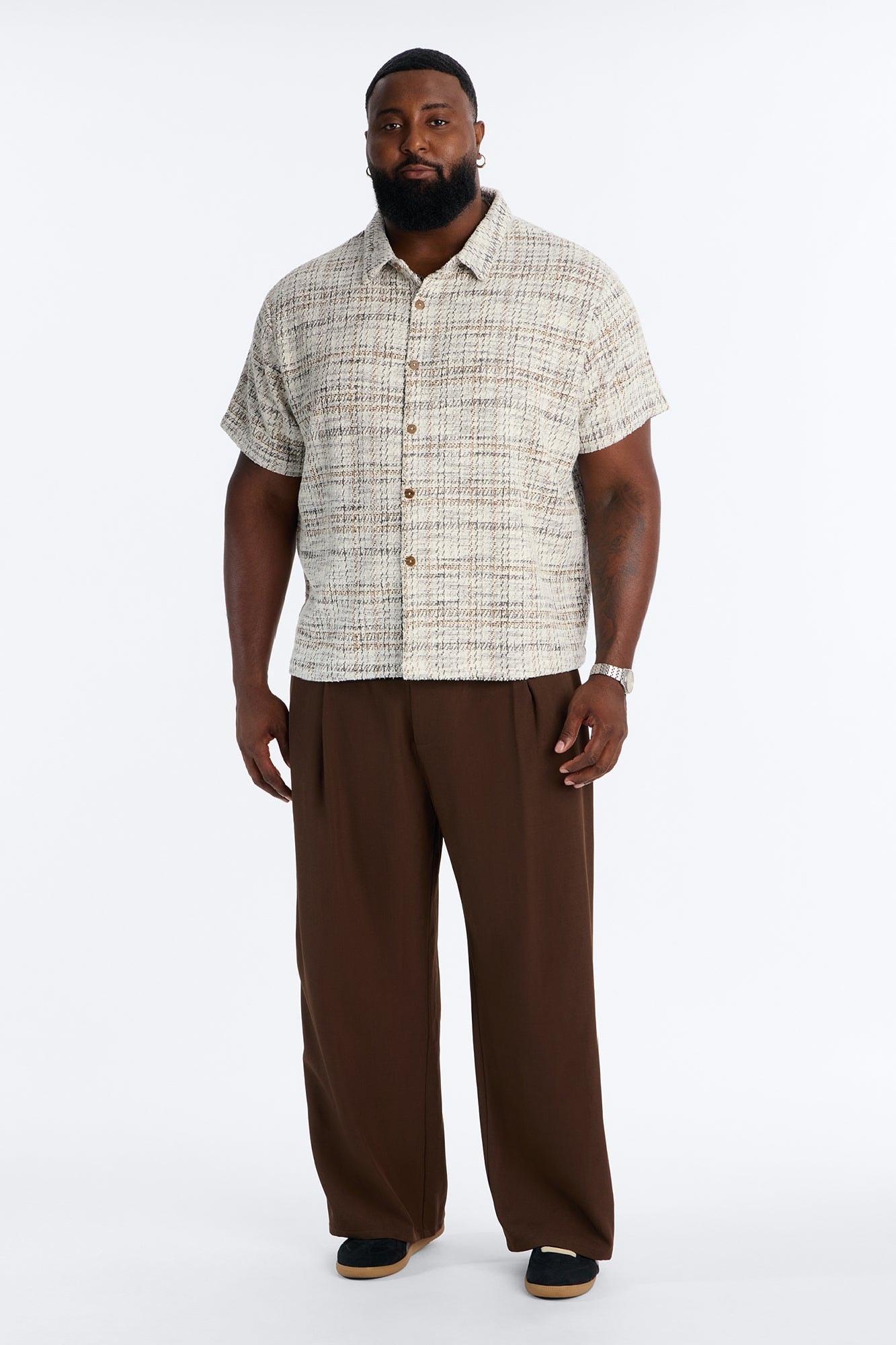 Rodeo Boucle Button Up Shirt - Cream/combo alternate