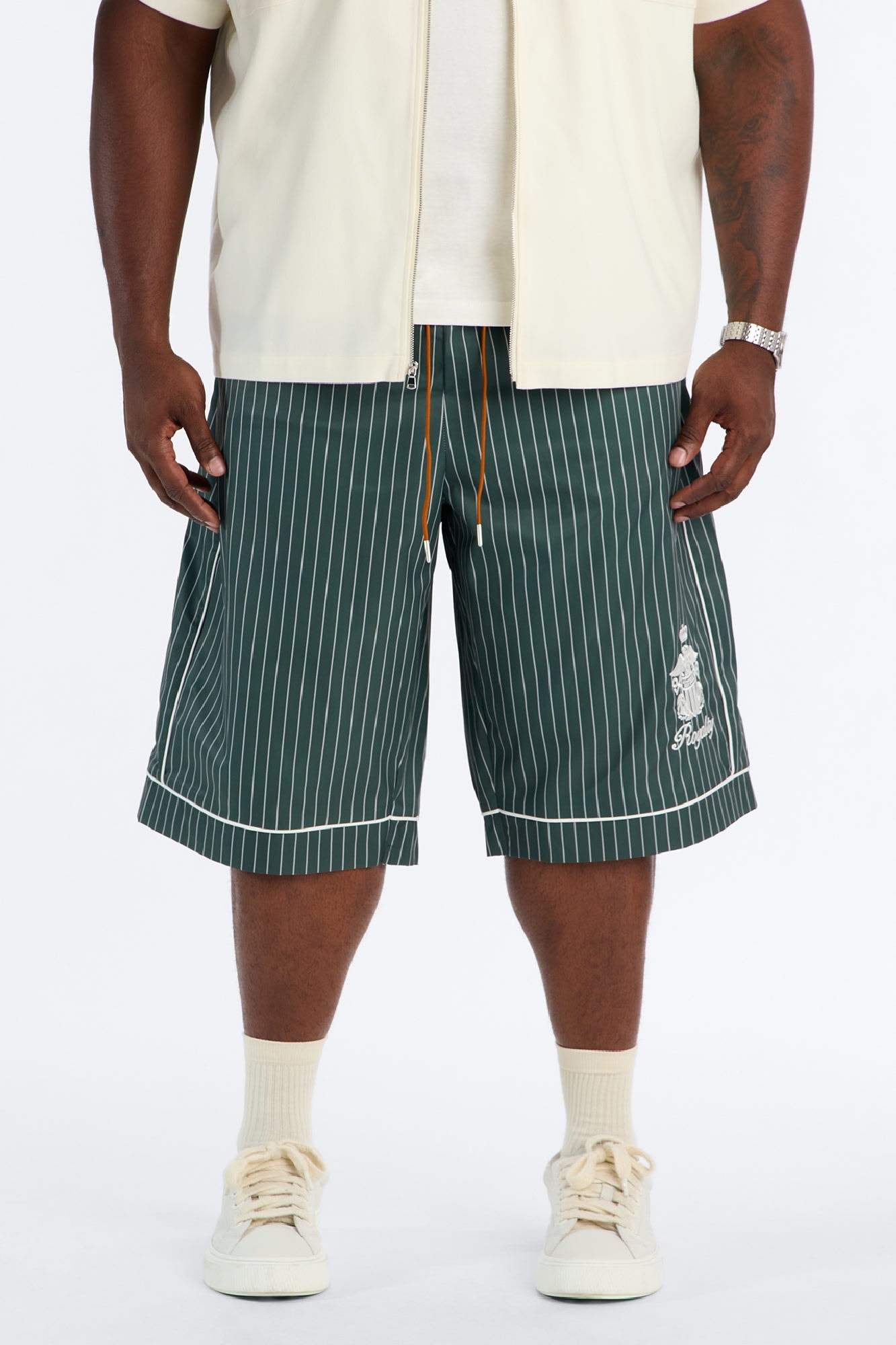 Collegiate Pinstripe Baggy Short - Green image 1