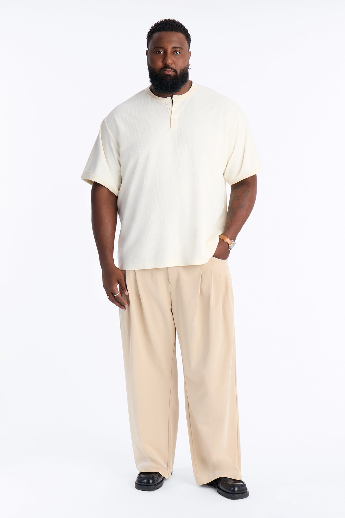 Cam Wide Leg Pleated Trouser - Tan image 1
