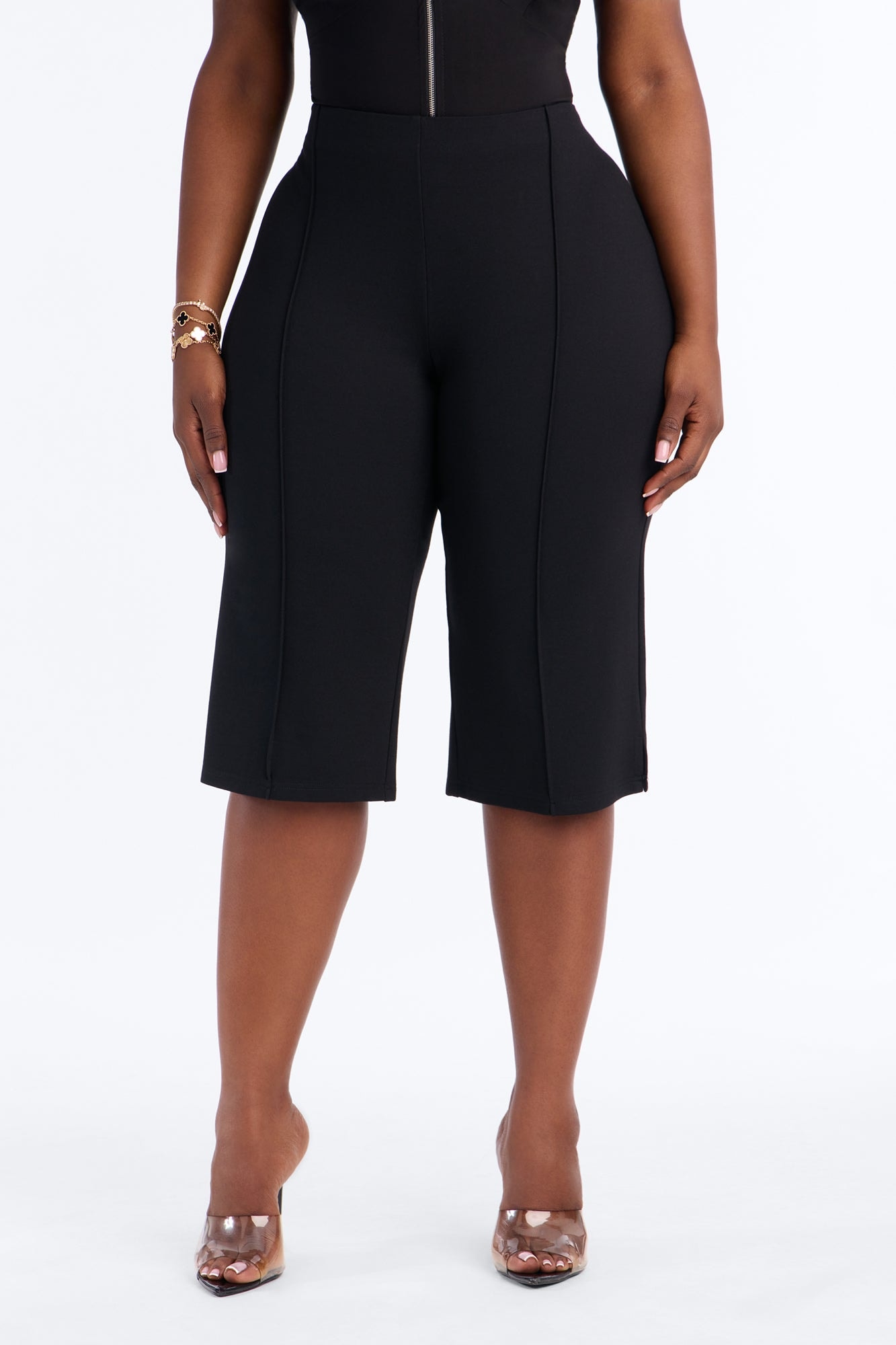 Flore Mid Rise Skinny Gaucho Pant - Black image 1