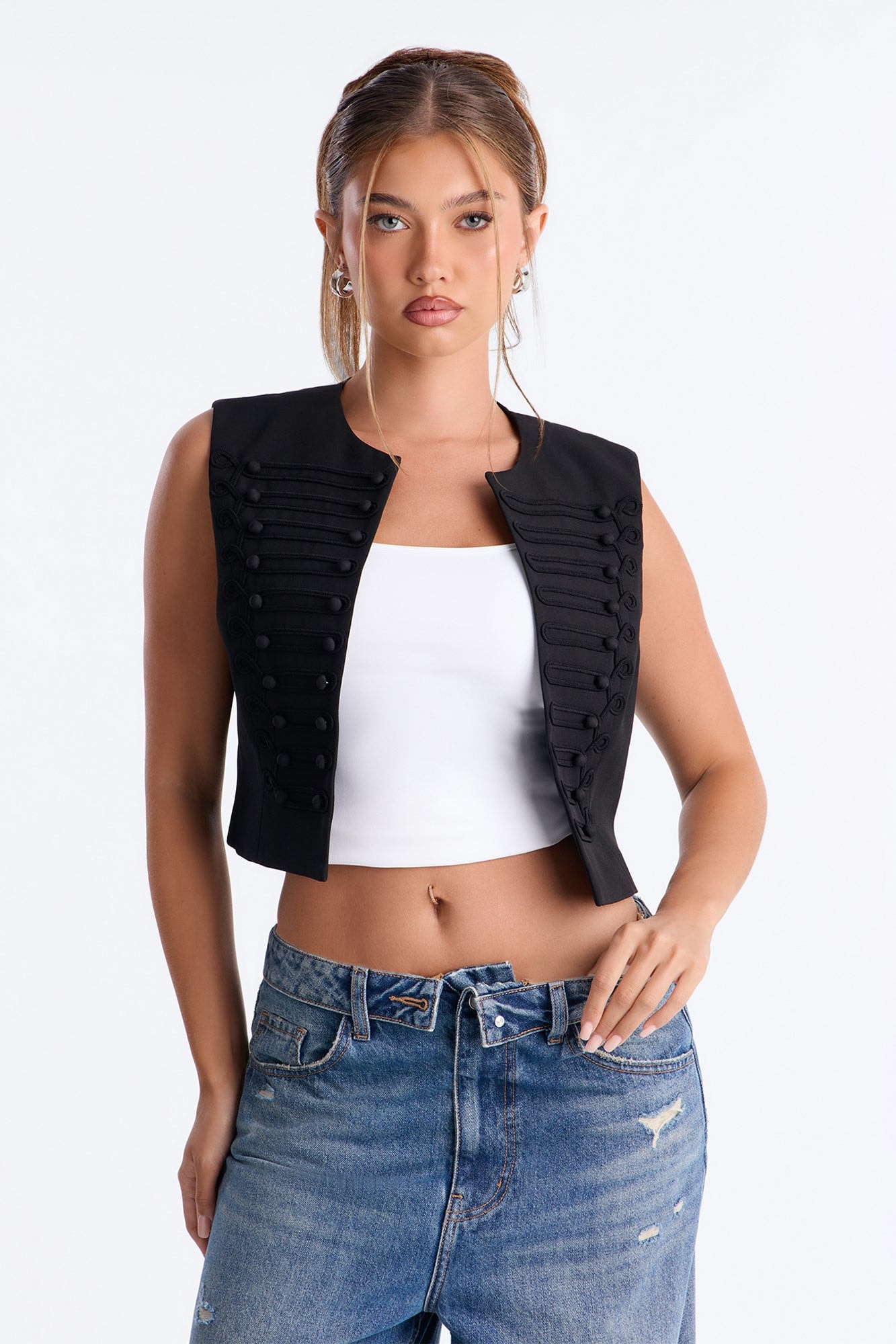Dark Attraction Militant Cropped Vest - Black image 1