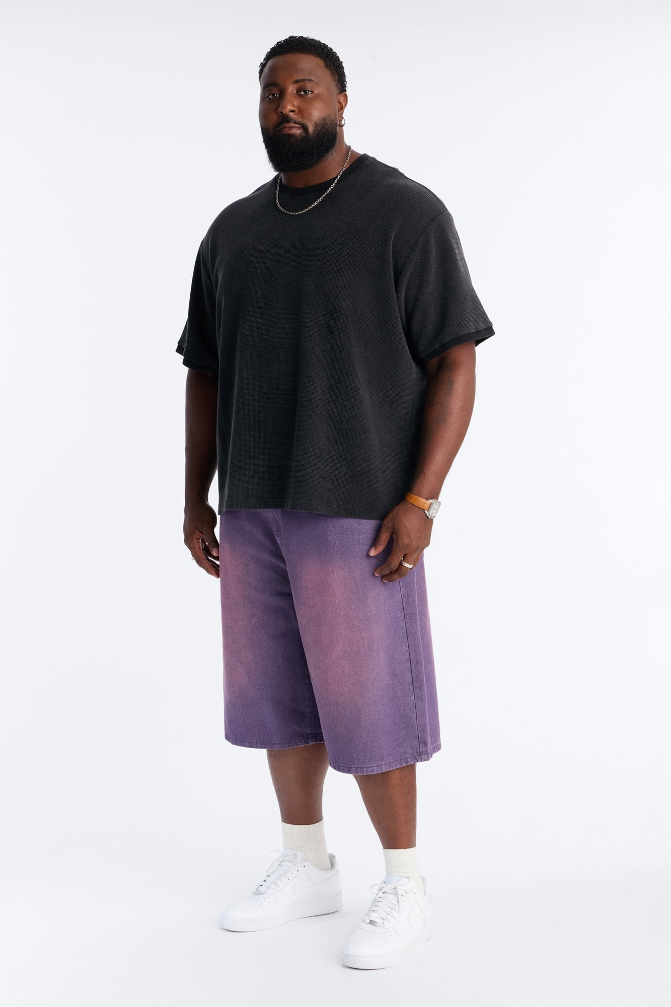 Nebula Haze Baggy Denim Shorts - Washed Purple image 1