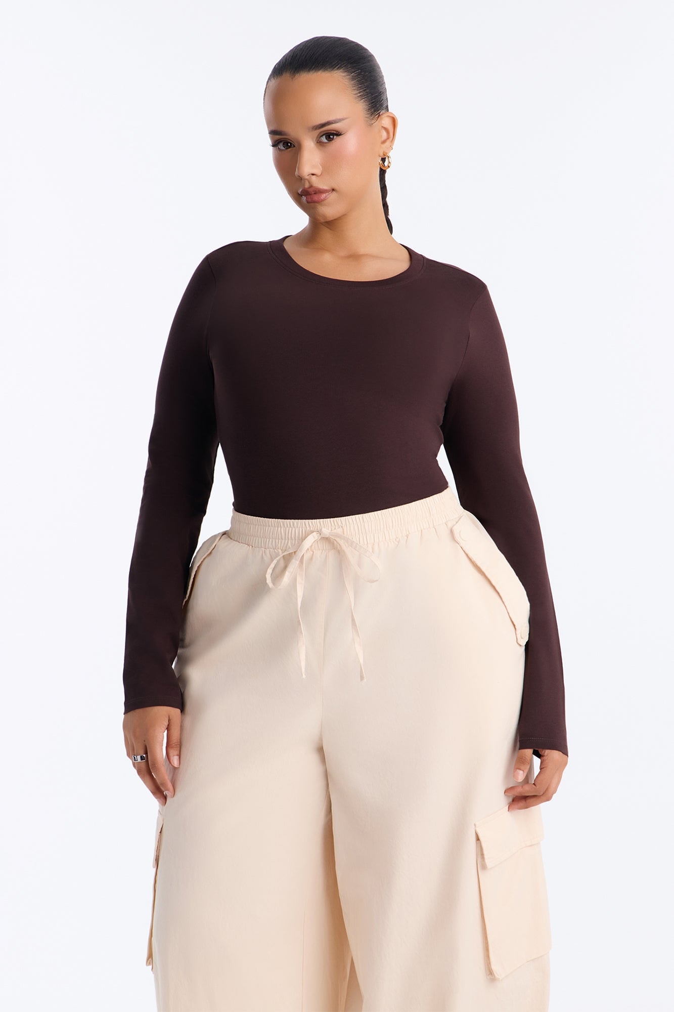 Sabrina Long Sleeve Tee - Dark Brown image 1