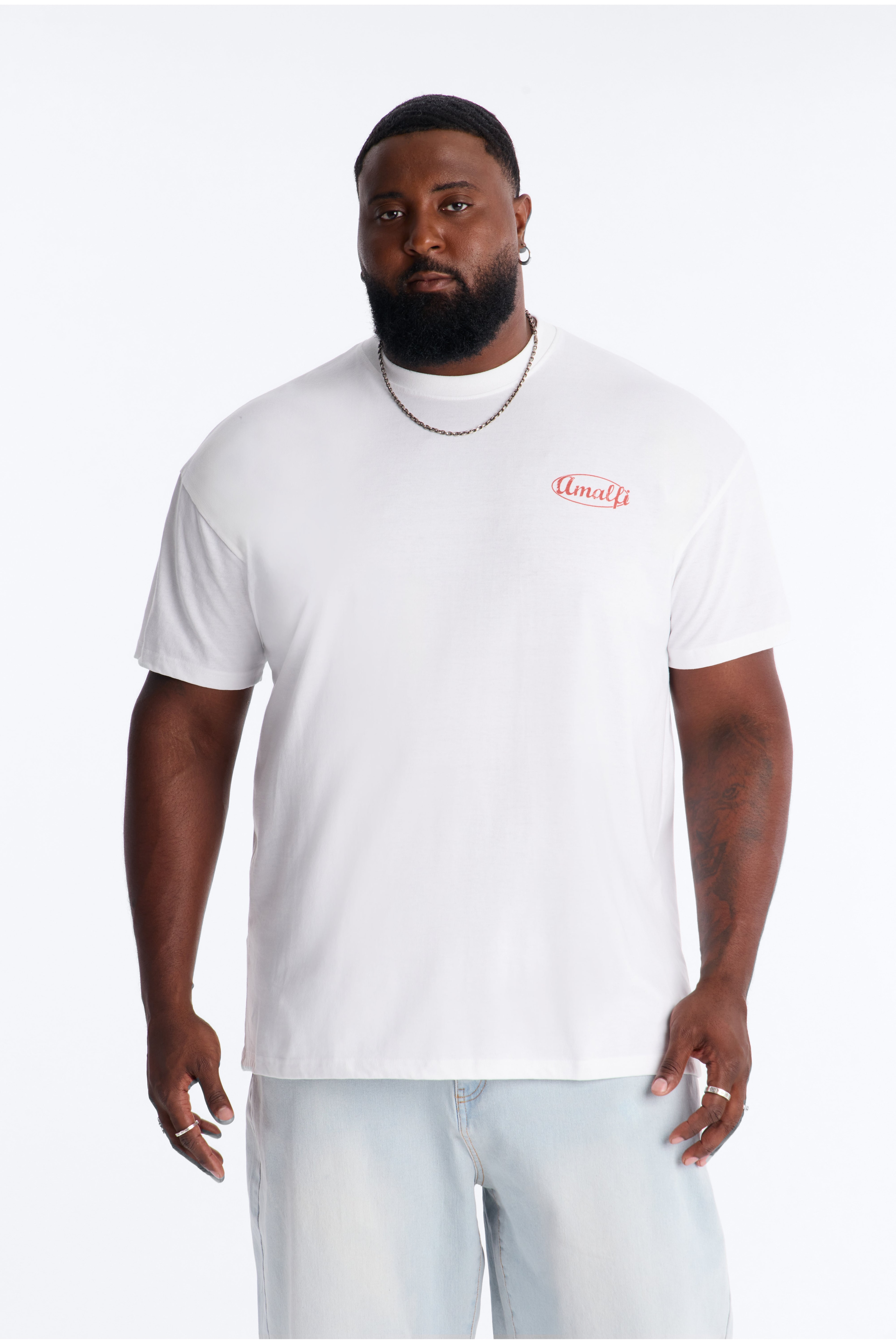 Amalfi Coast Picnic Oversized Short Sleeve Tee - White image 1