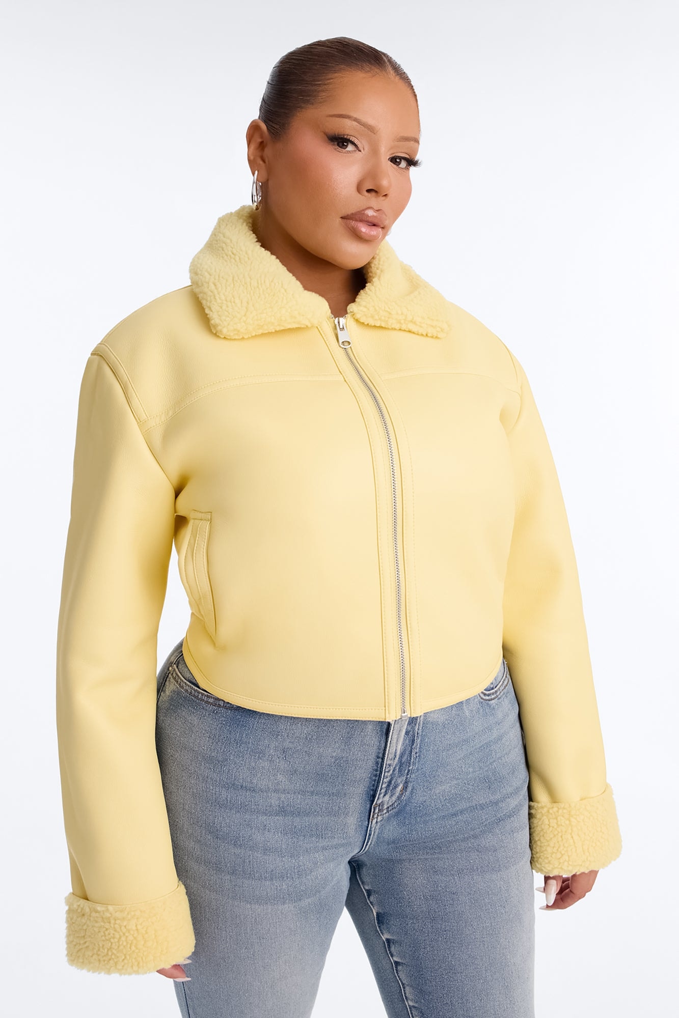 Downtown Girl Bomber Jacket - Butter Yellow image 1
