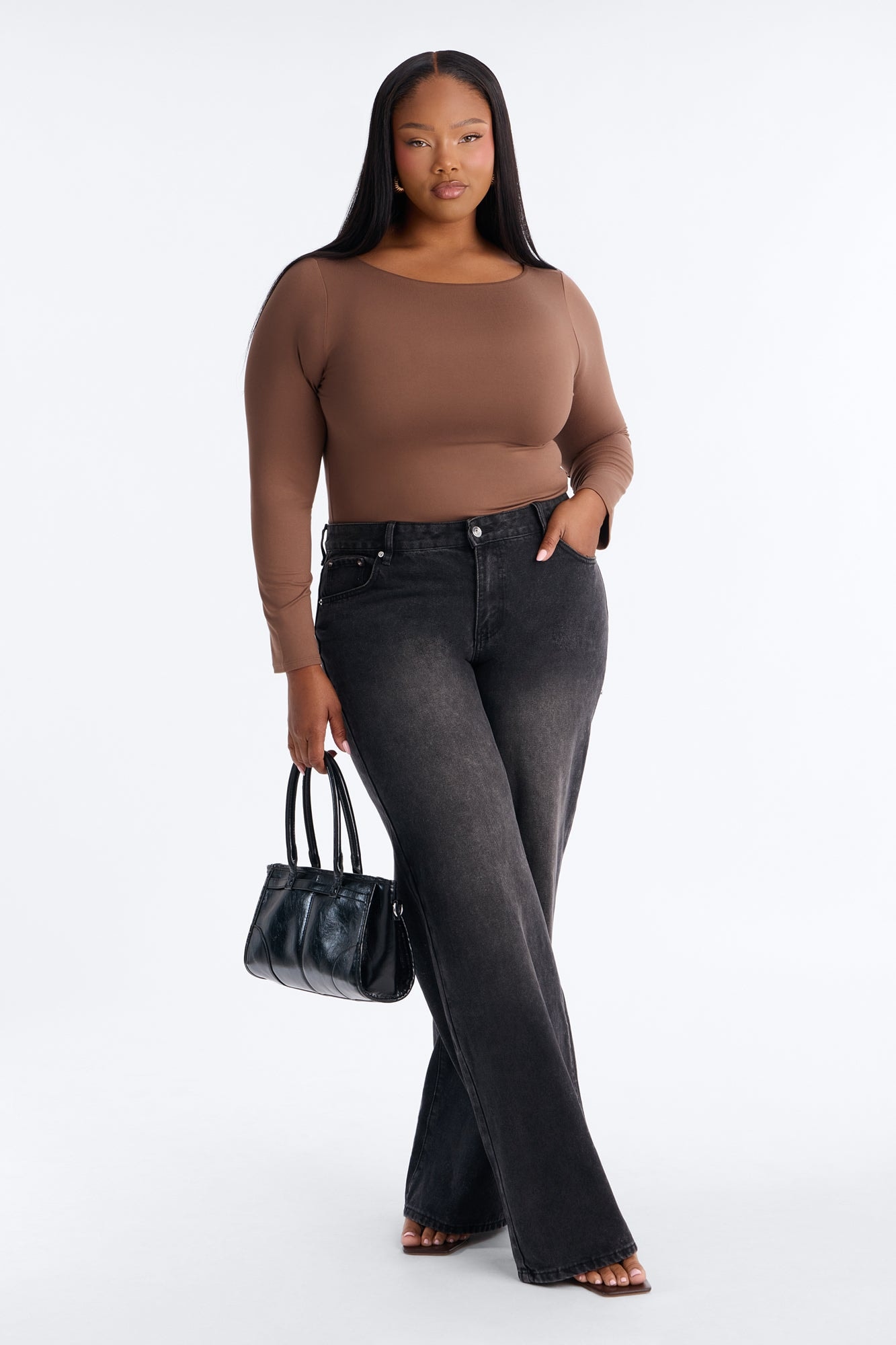 Mallory Long Sleeve Boat Neck Baby Tee - Chestnut image 1