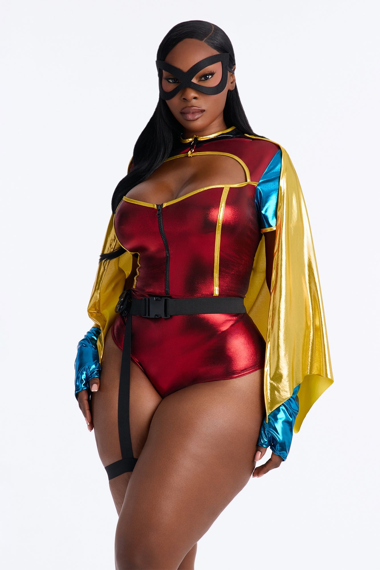 Sexy Sidekick 5 Piece Costume Set - Red/combo image 1